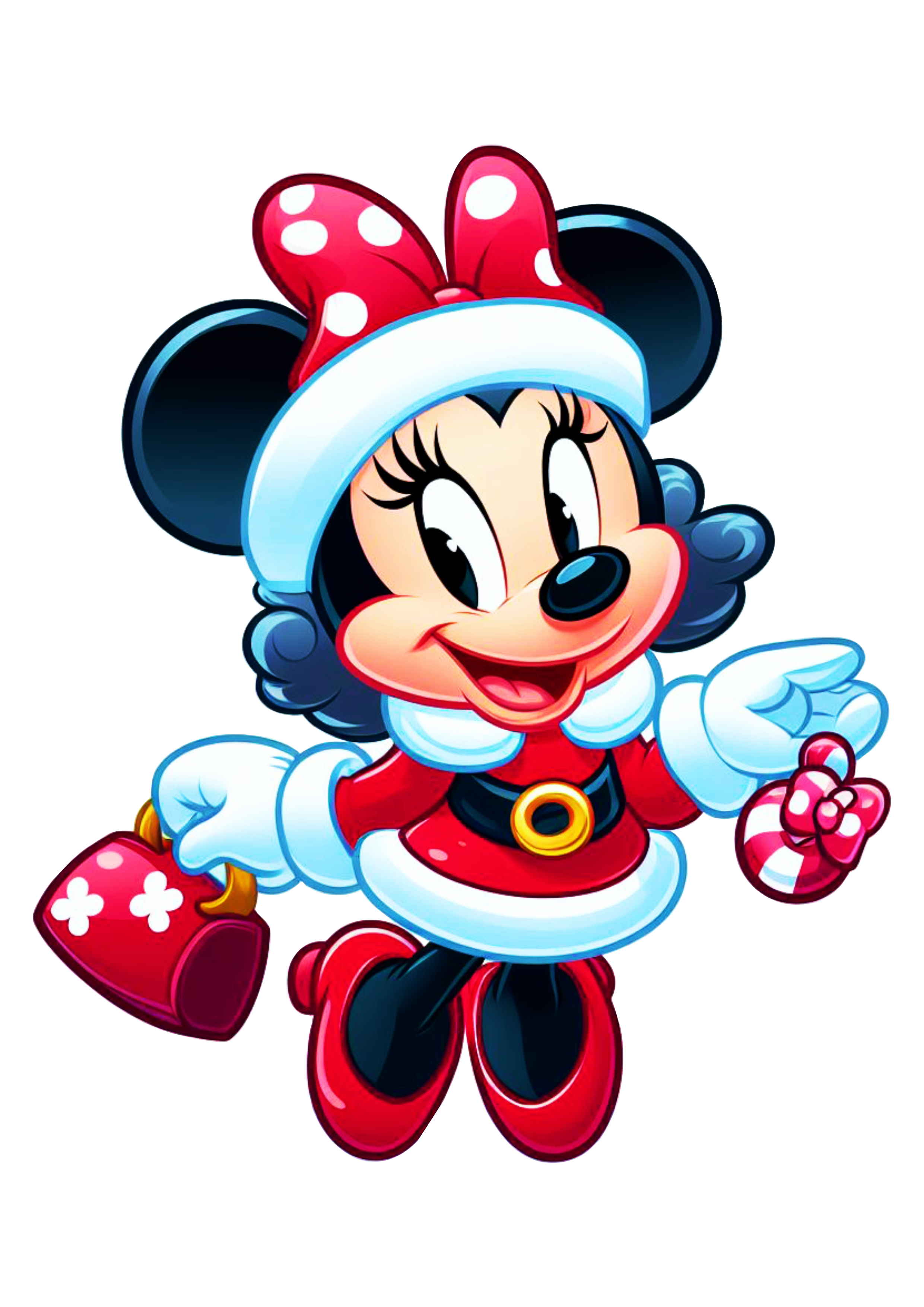 Minnie Mouse baby com roupinha de natal bolsinha da moda png
