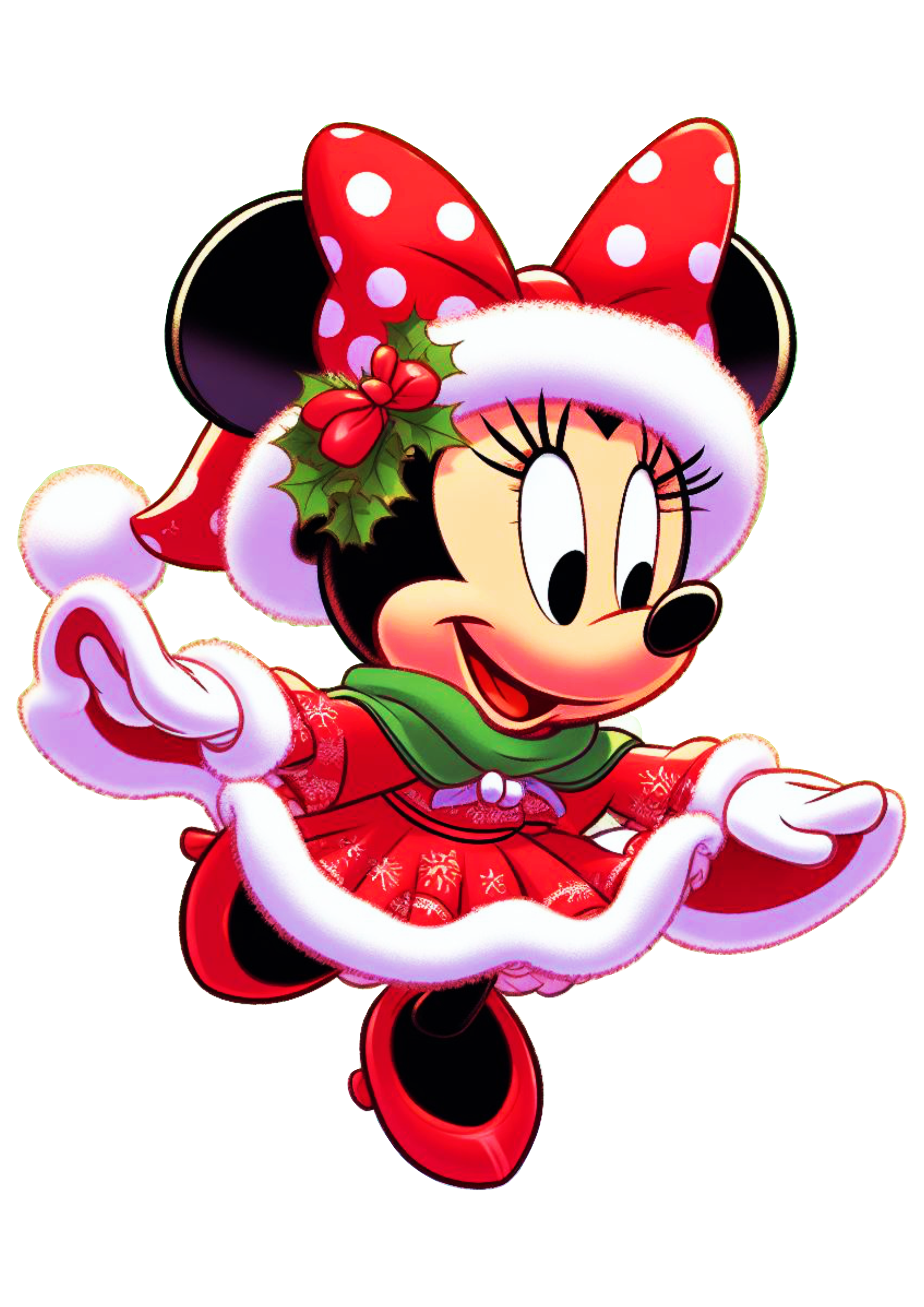 Minnie Mouse vermelha com vestido de natal desenho infantil png