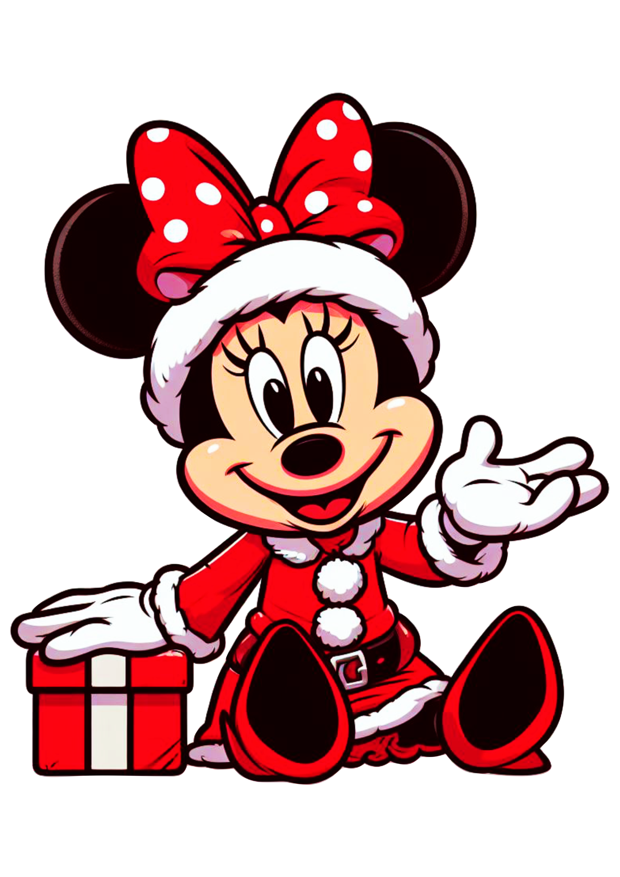 Minnie Mouse vermelha com vestido de natal desenho infantil disney ilustração png