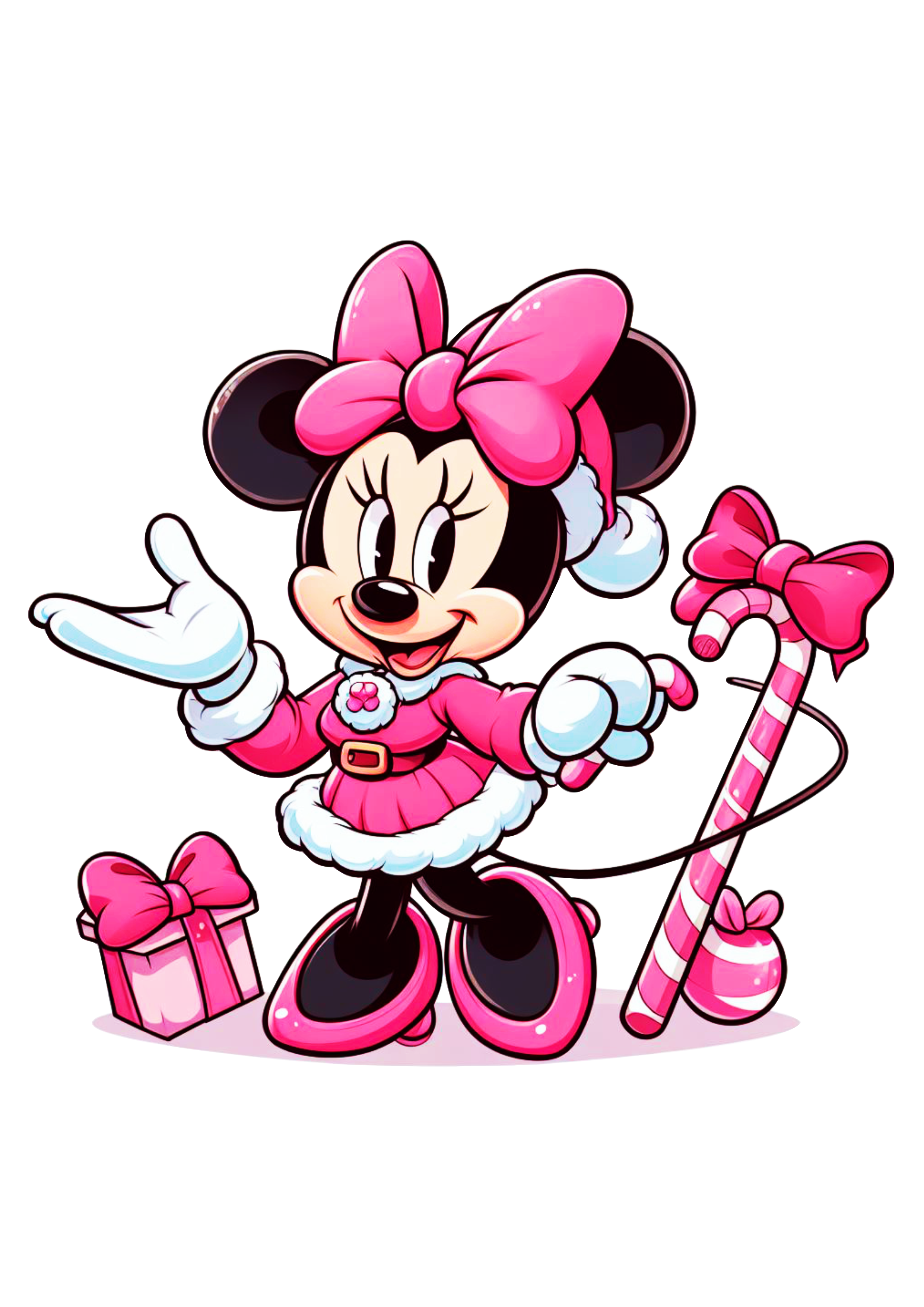 Minnie Mouse rosa com vestido de natal png