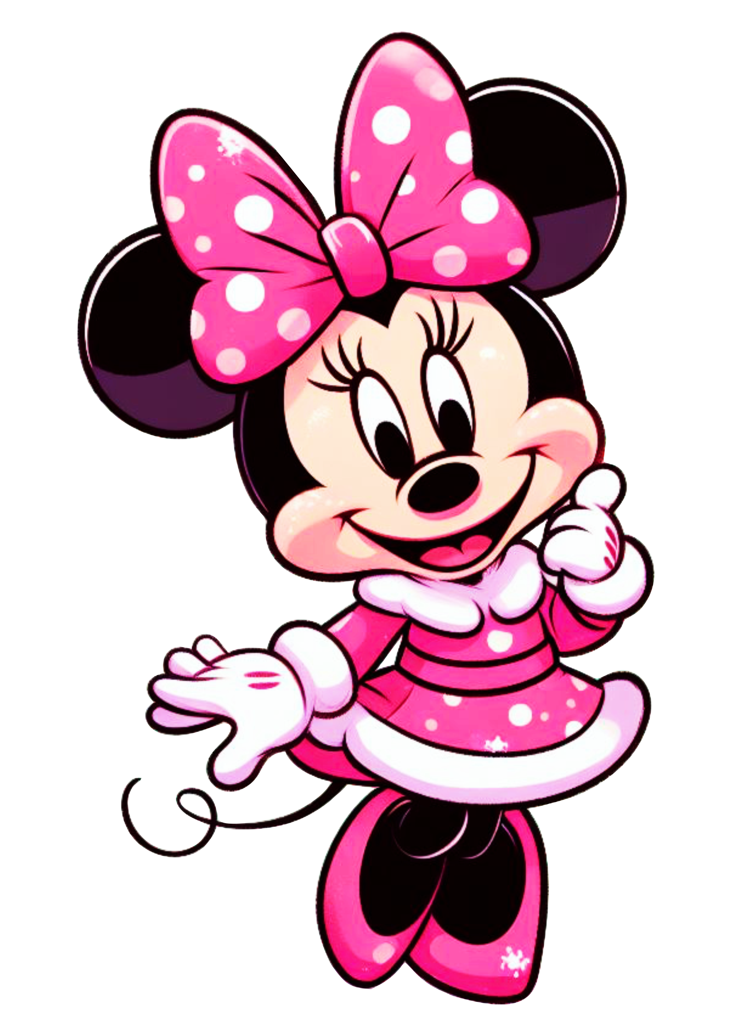 Minnie Mouse rosa com vestido de natal com presentes ilustração bonitinha png