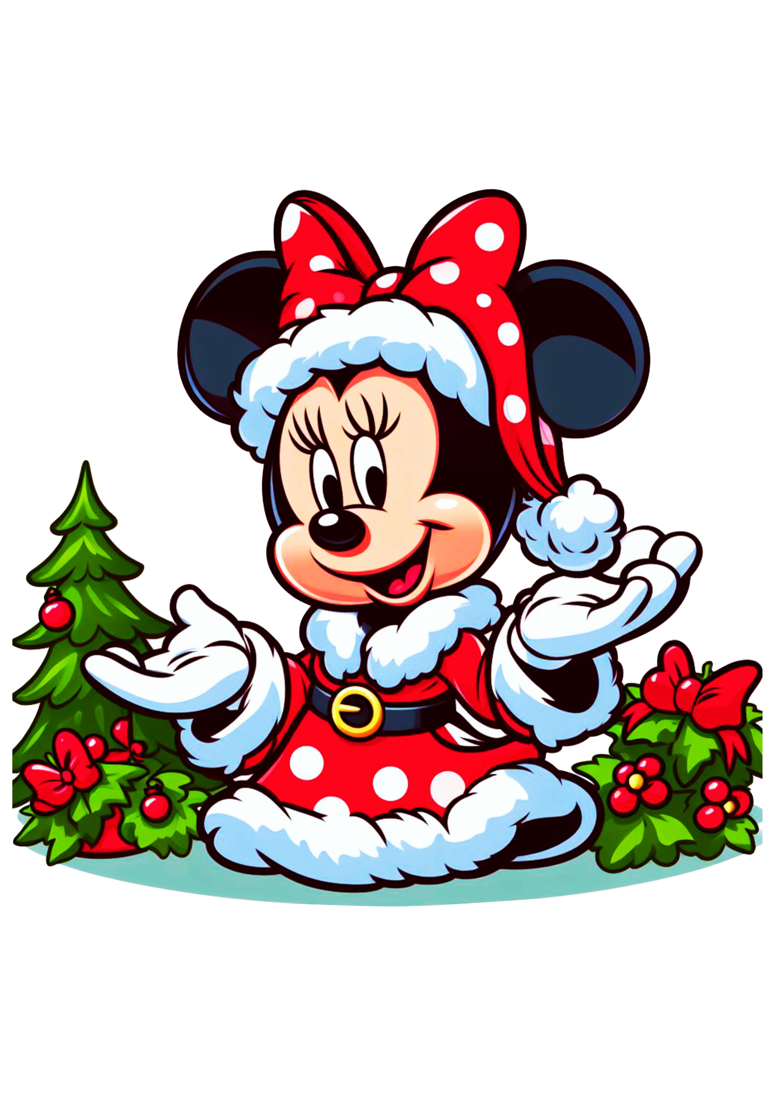 Minnie Mouse com vestido de natal desenho bonitinho árvore de natal png