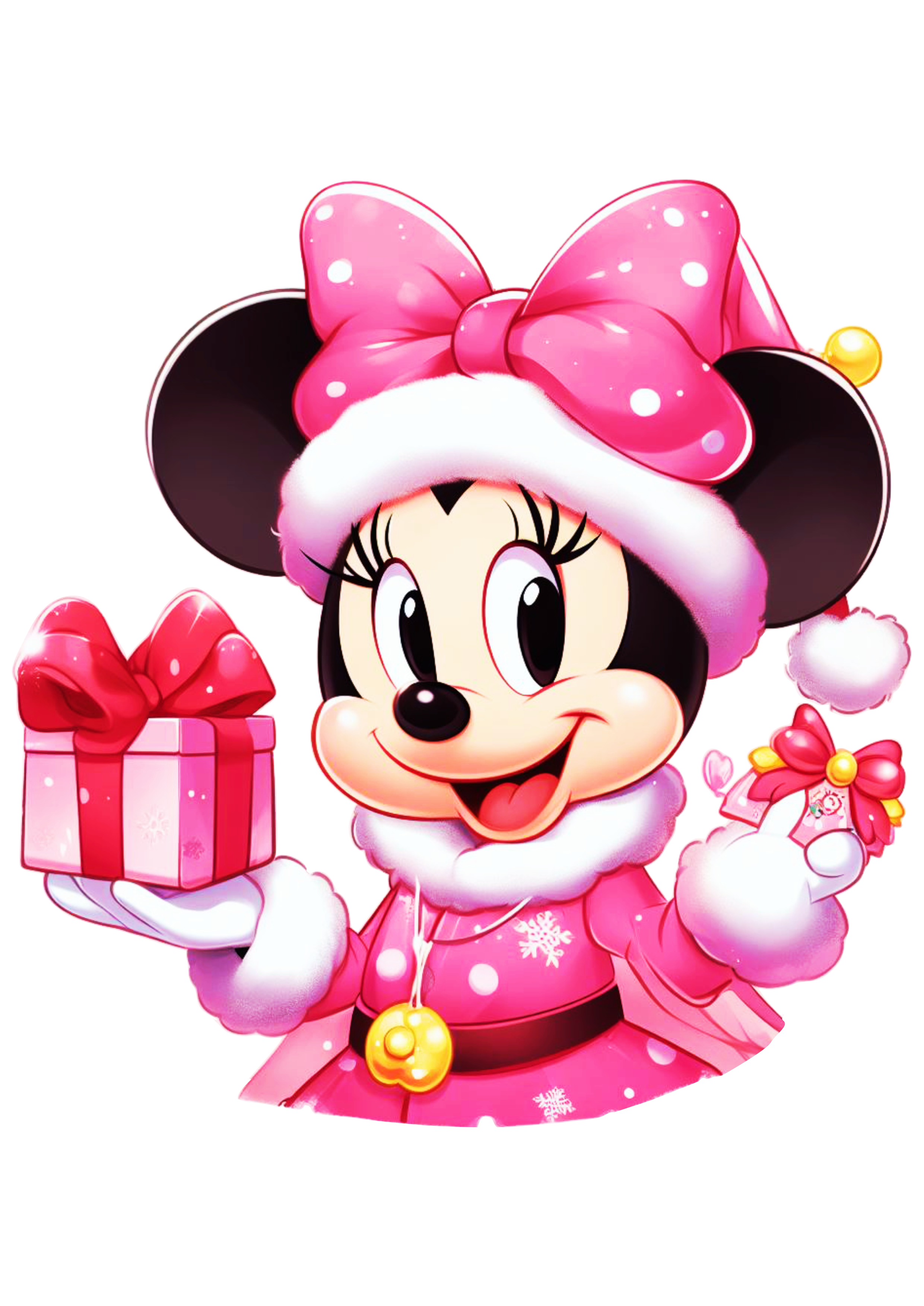 Minnie Mouse com vestido de natal desenho bonitinho decoração de festa png