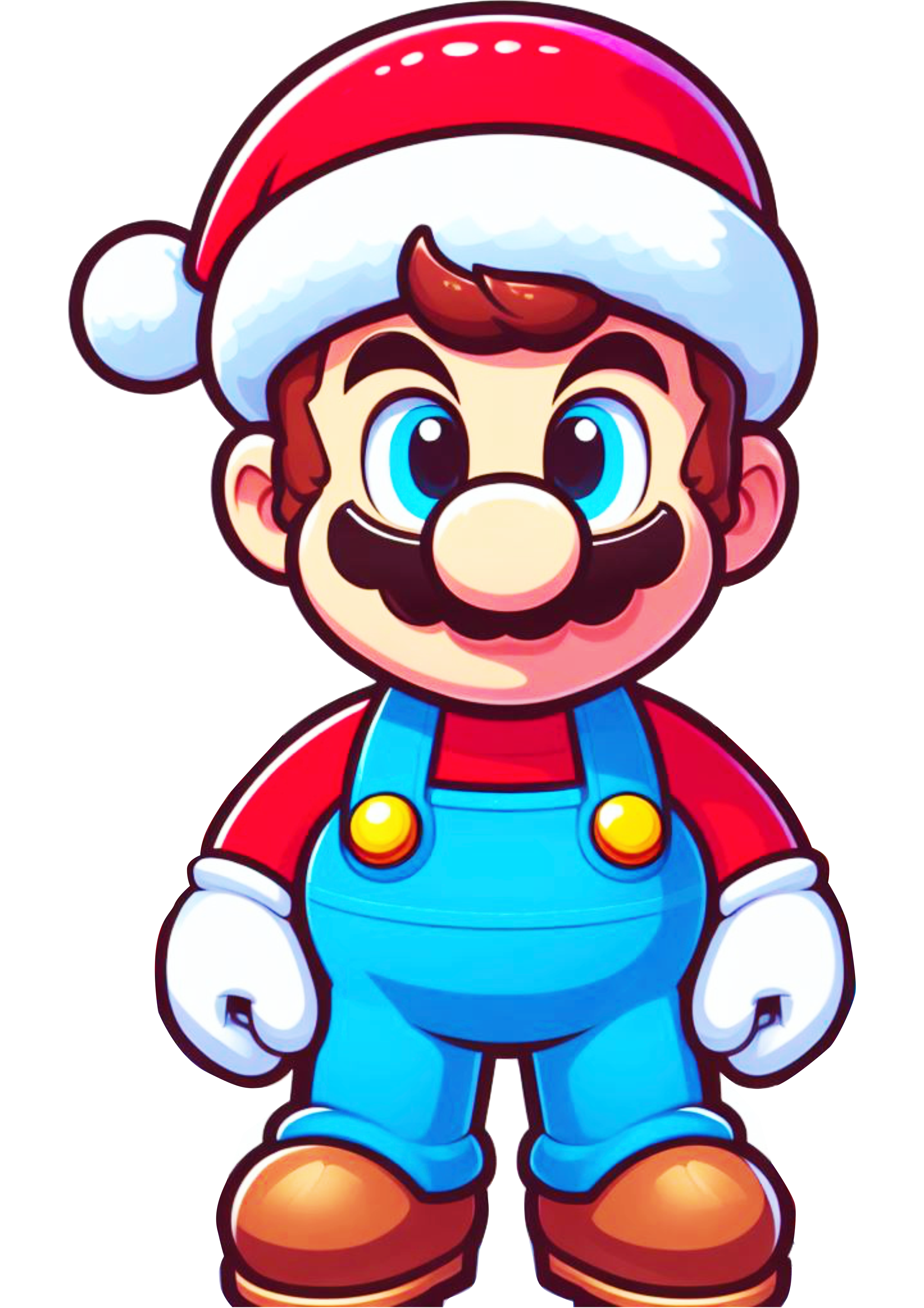 Mario Bros com gorro do papai Noel vídeo game desenho infantil cartoon fundo transparente png