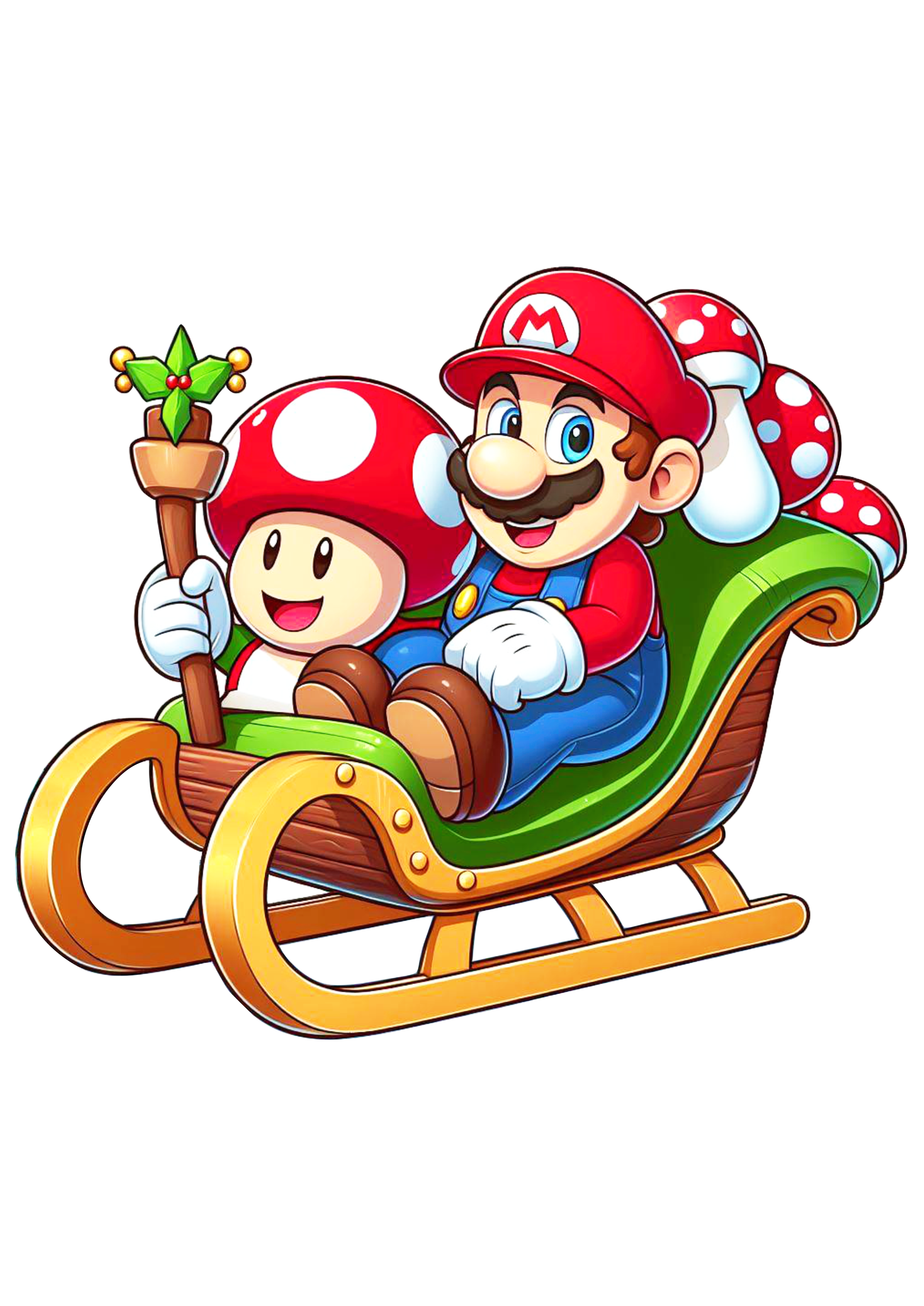 Mario Bros e cogumelo imagem de natal vídeo game desenho infantil cartoon fundo transparente png