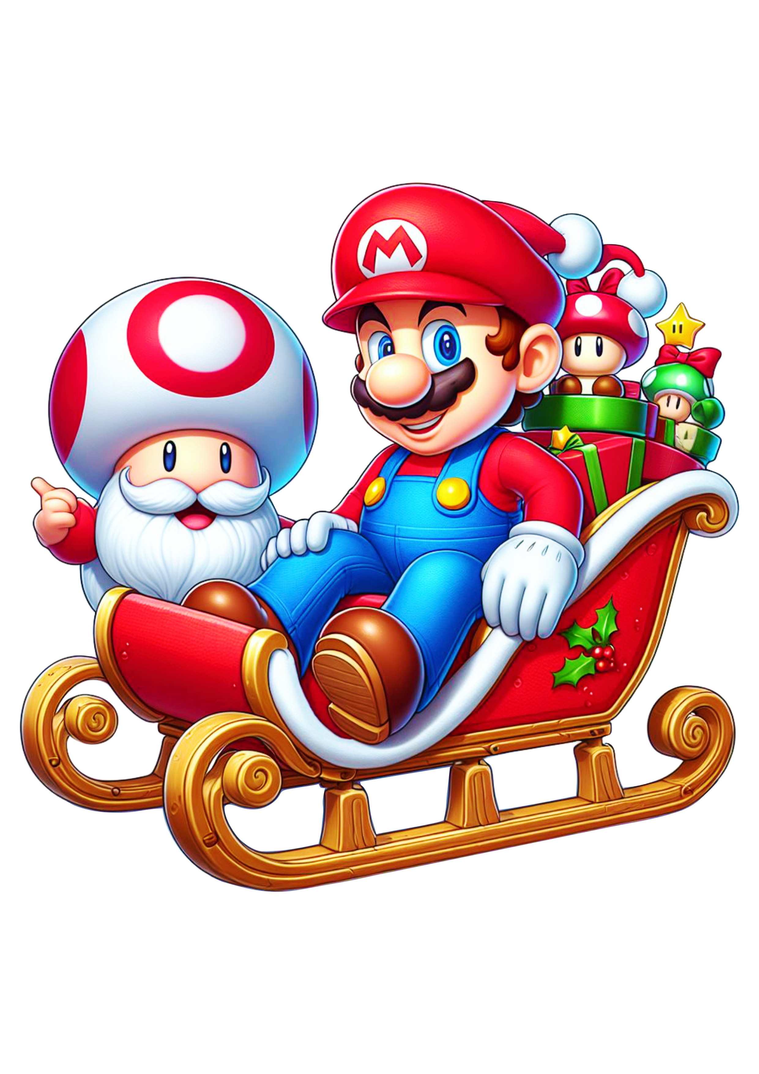 Mario Bros e cogumelo imagem de natal vídeo game desenho infantil cartoon ilustração personagem fictício fundo transparente png