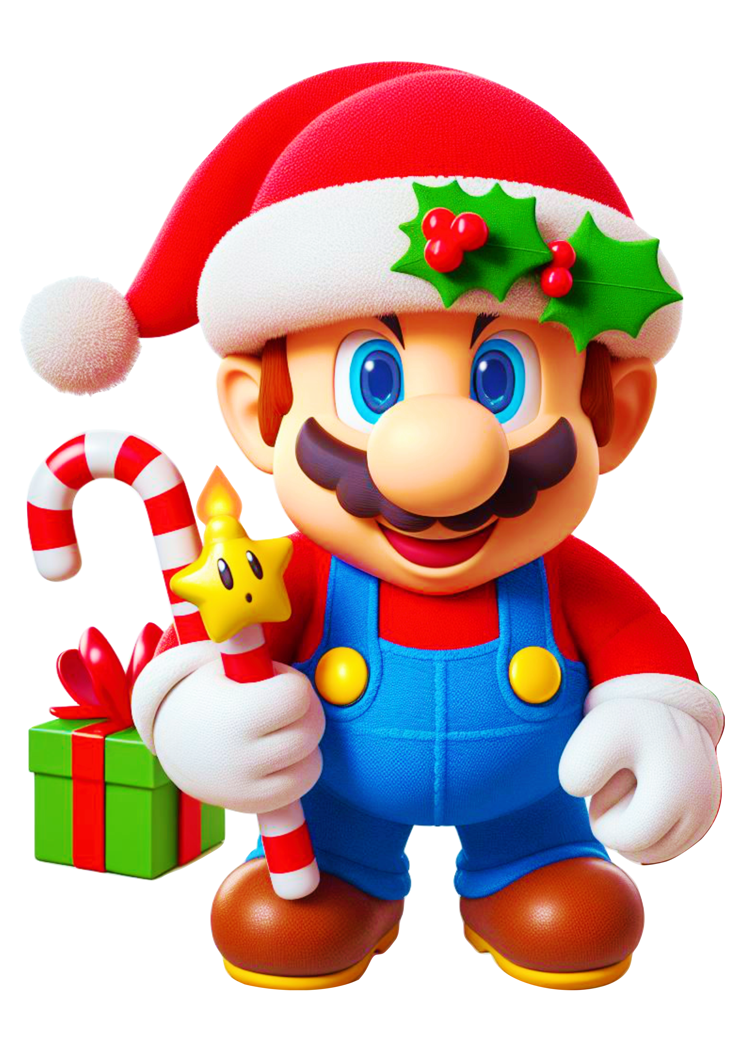 Mario Bros com gorro do papai Noel animação decoração de natal personagem de games png