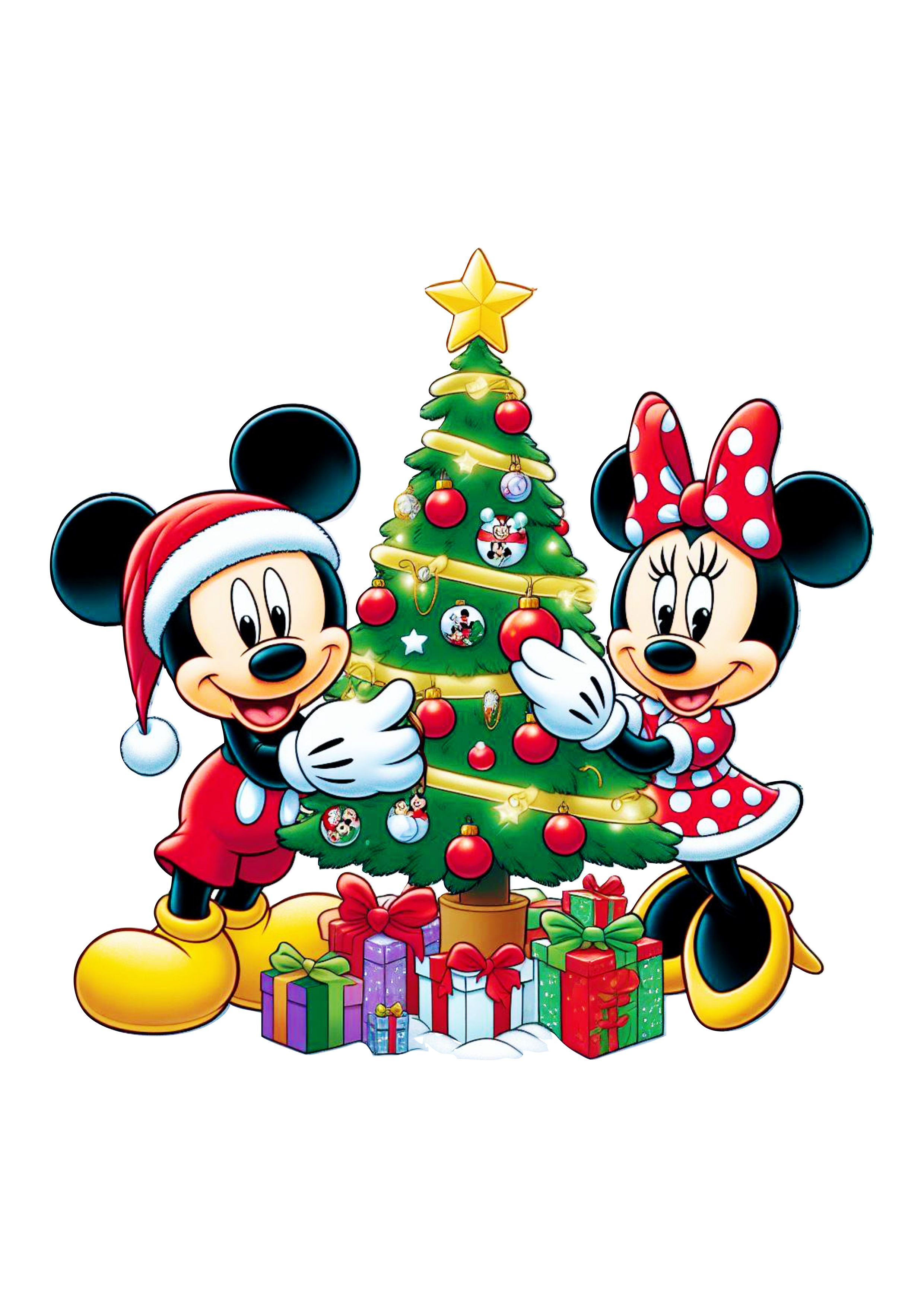 Mickey e Minnie Mouse feliz natal da disney imagem sem fundo ilustração árvore de natal png