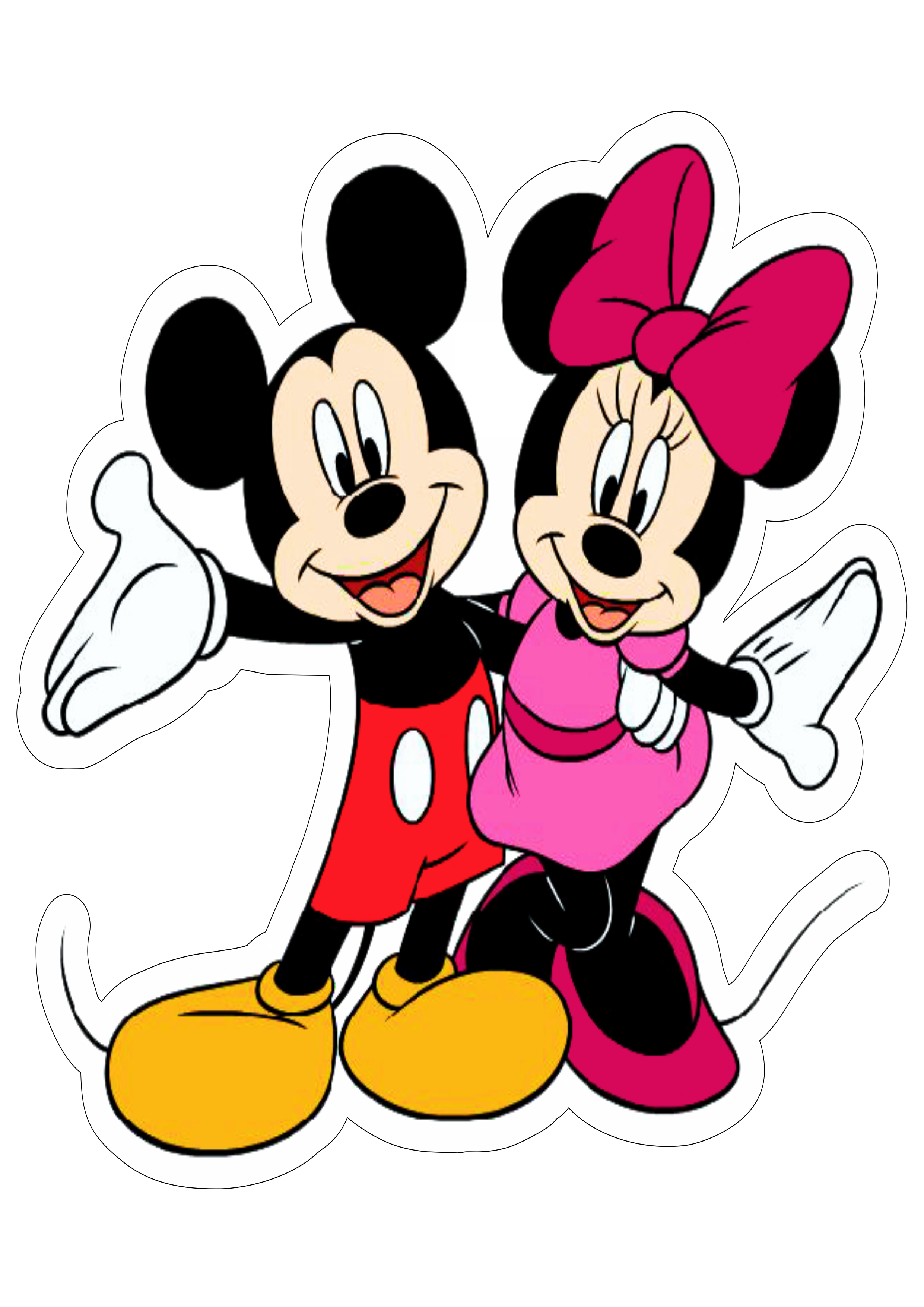 Mickey e Minnie personagens desenho infantil disney plus fundo transparente com contorno png
