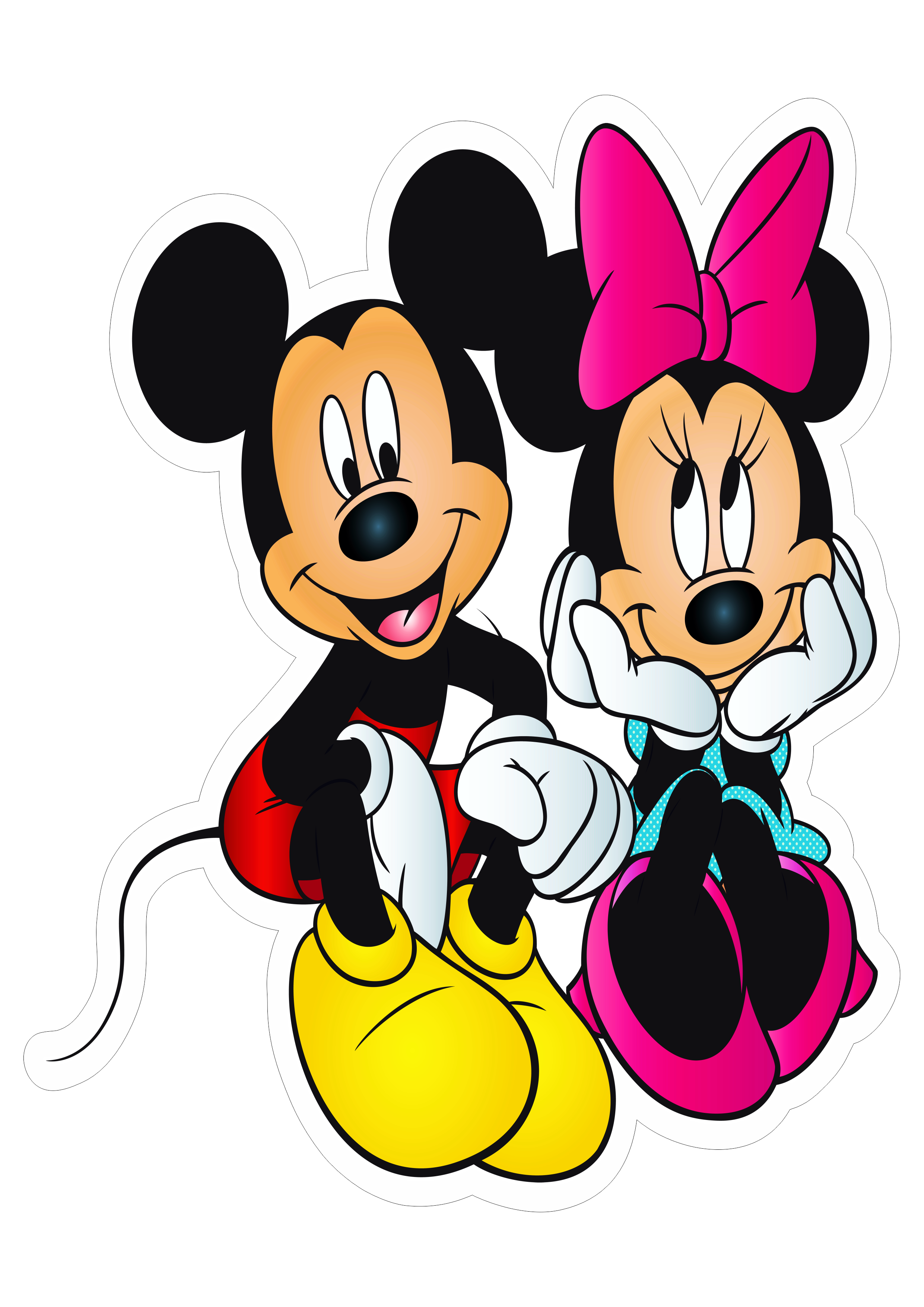 Mickey e Minnie personagens desenho infantil disney plus streaming fundo transparente com contorno png