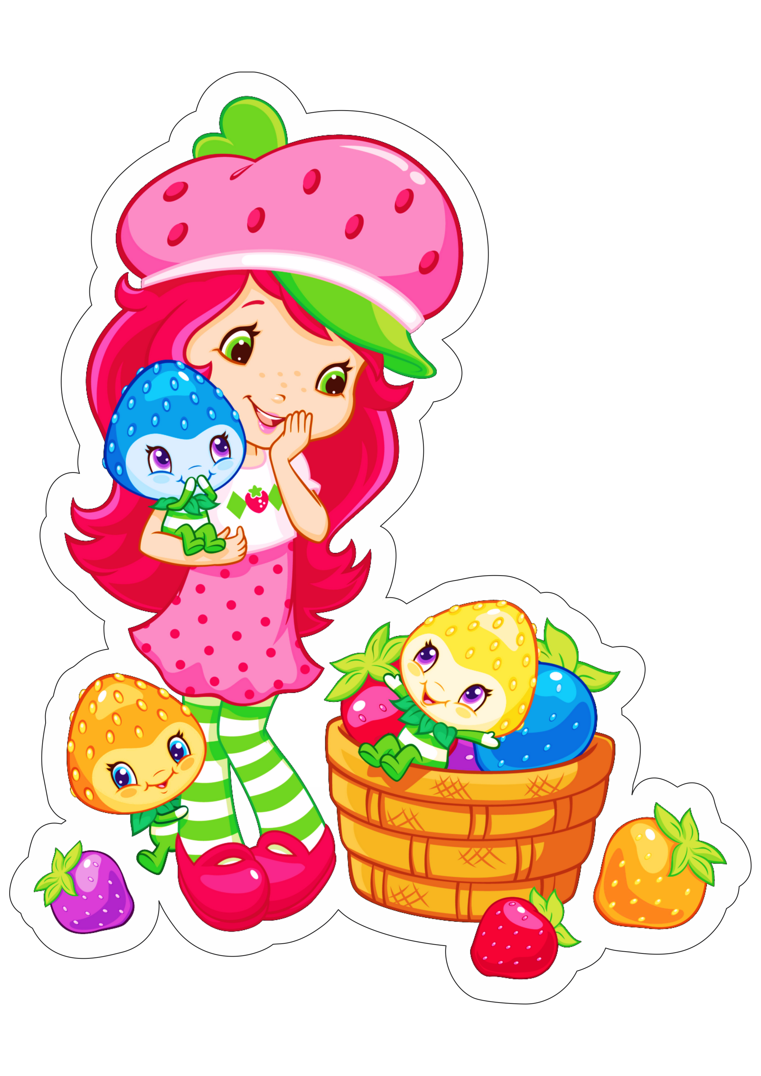Desenho infantil Moranguinho com frutinhas png