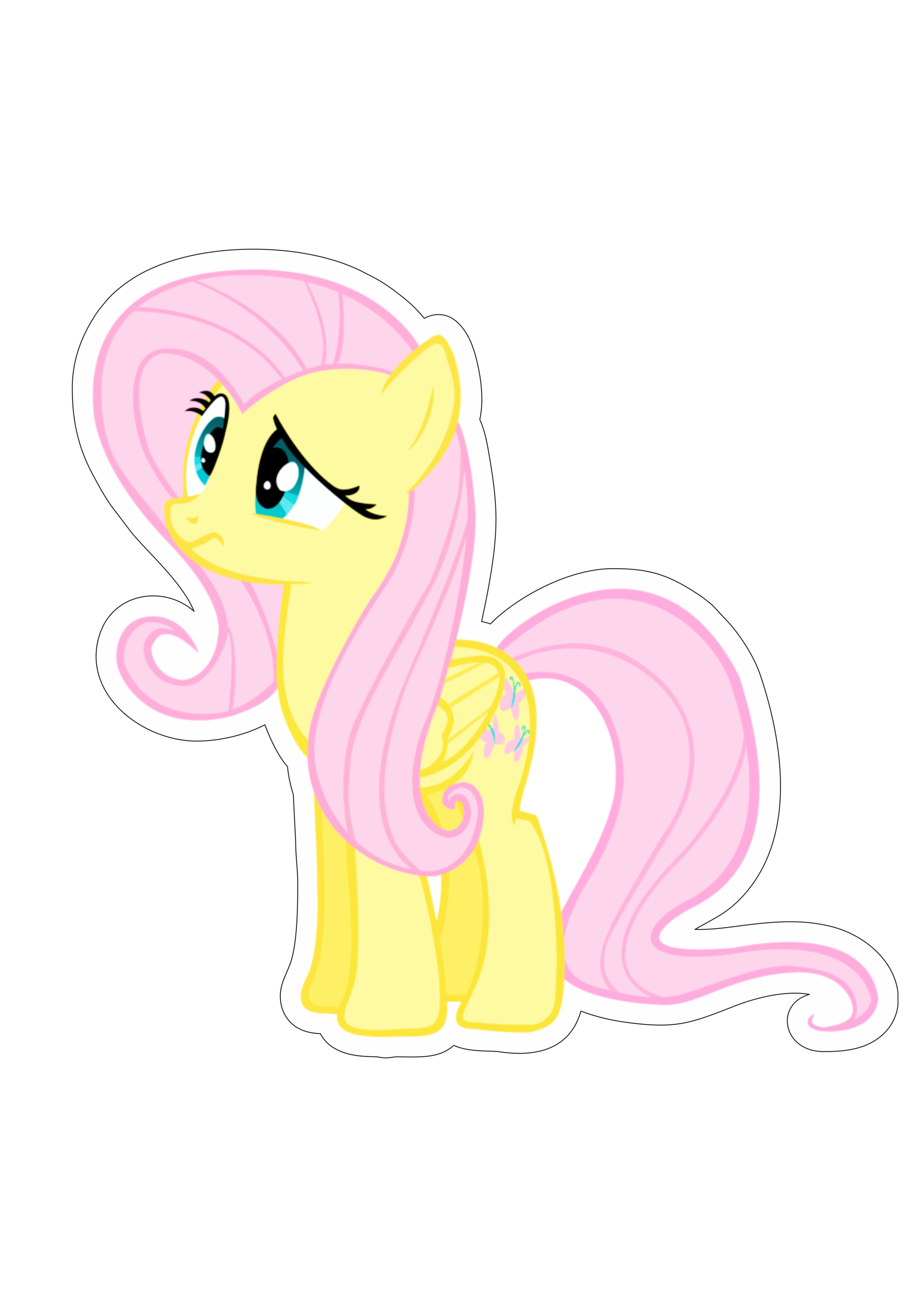 My little pony cavalinho amarelo com rosa imagem com contorno png