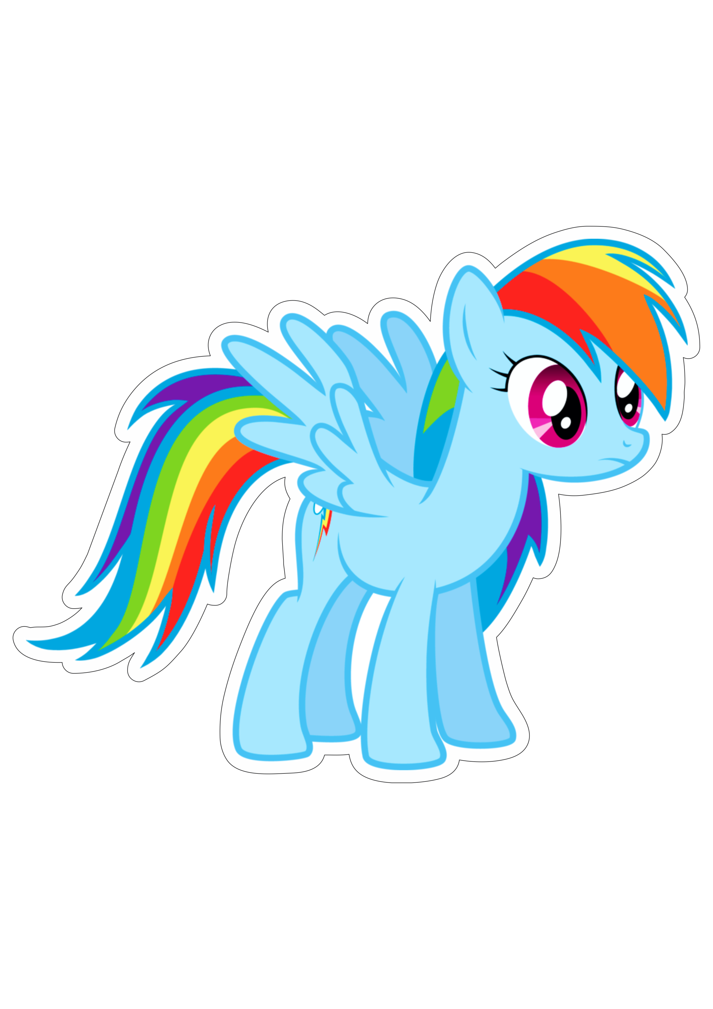My little pony cavalinho alado azul arco-íris desenho infantil fundo transparente png