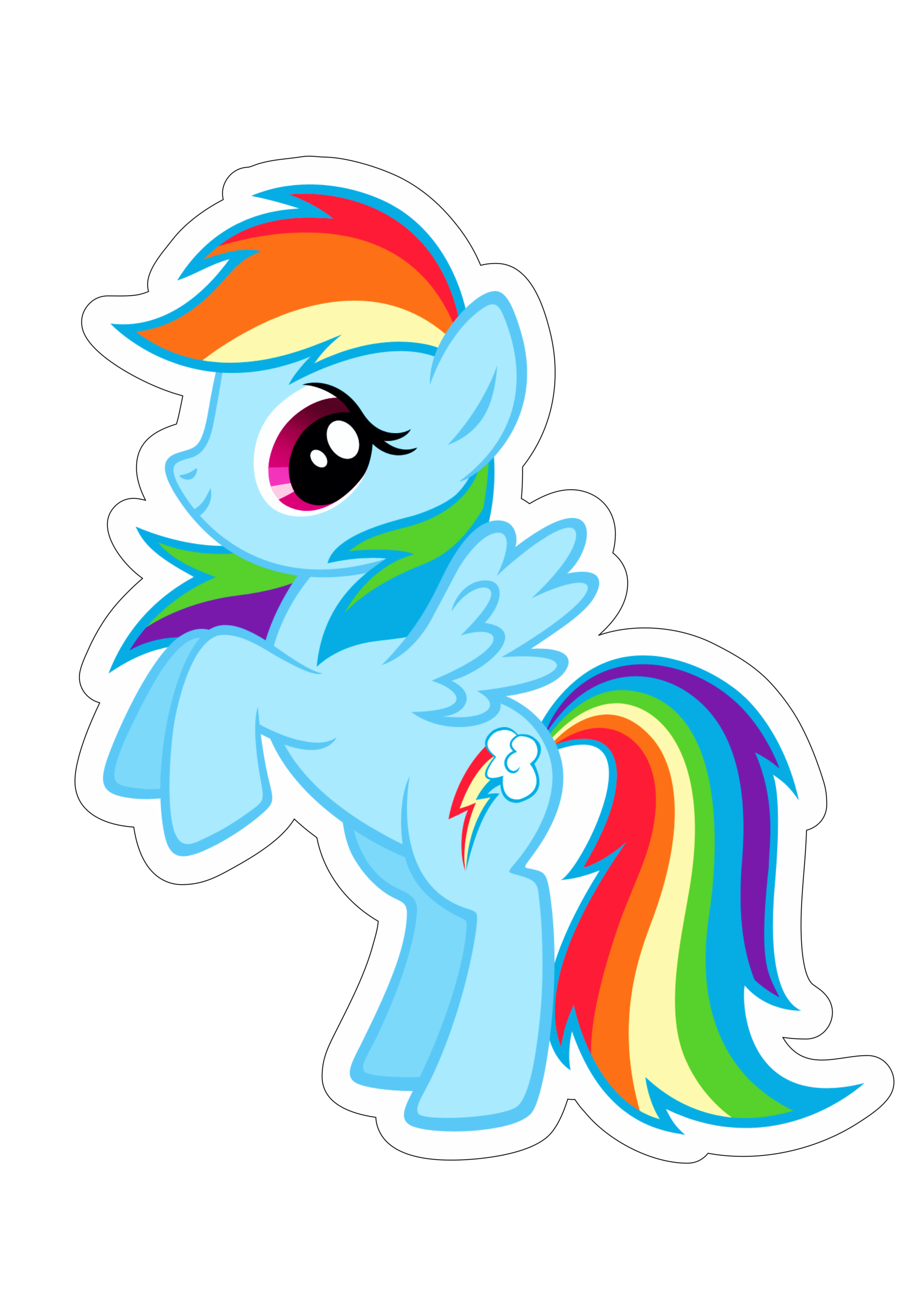 My little pony cavalinho alado azul arco-íris desenho infantil cute fundo transparente com contorno png