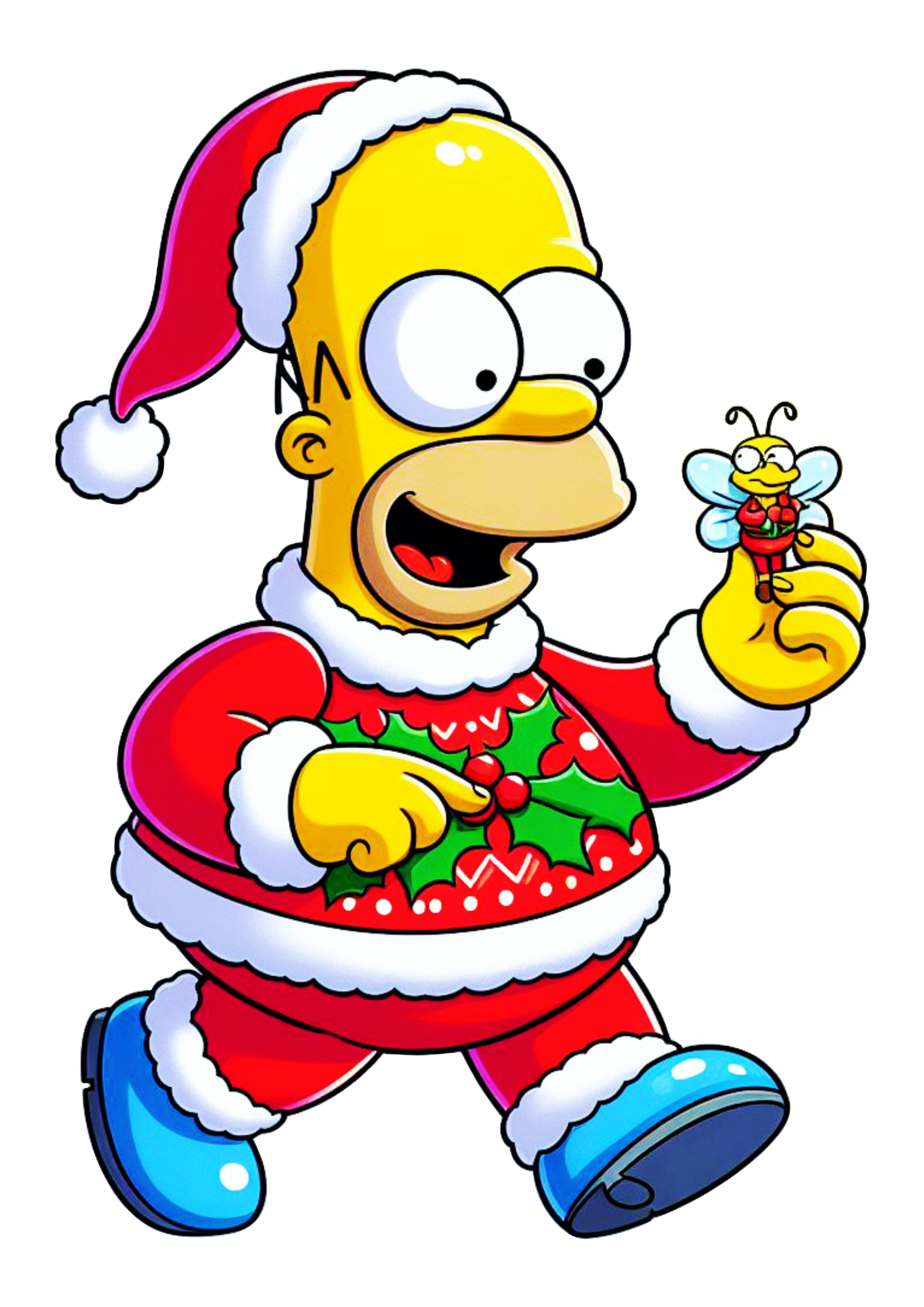 Os simpsons Homer com roupa Papai Noel desenho simples png