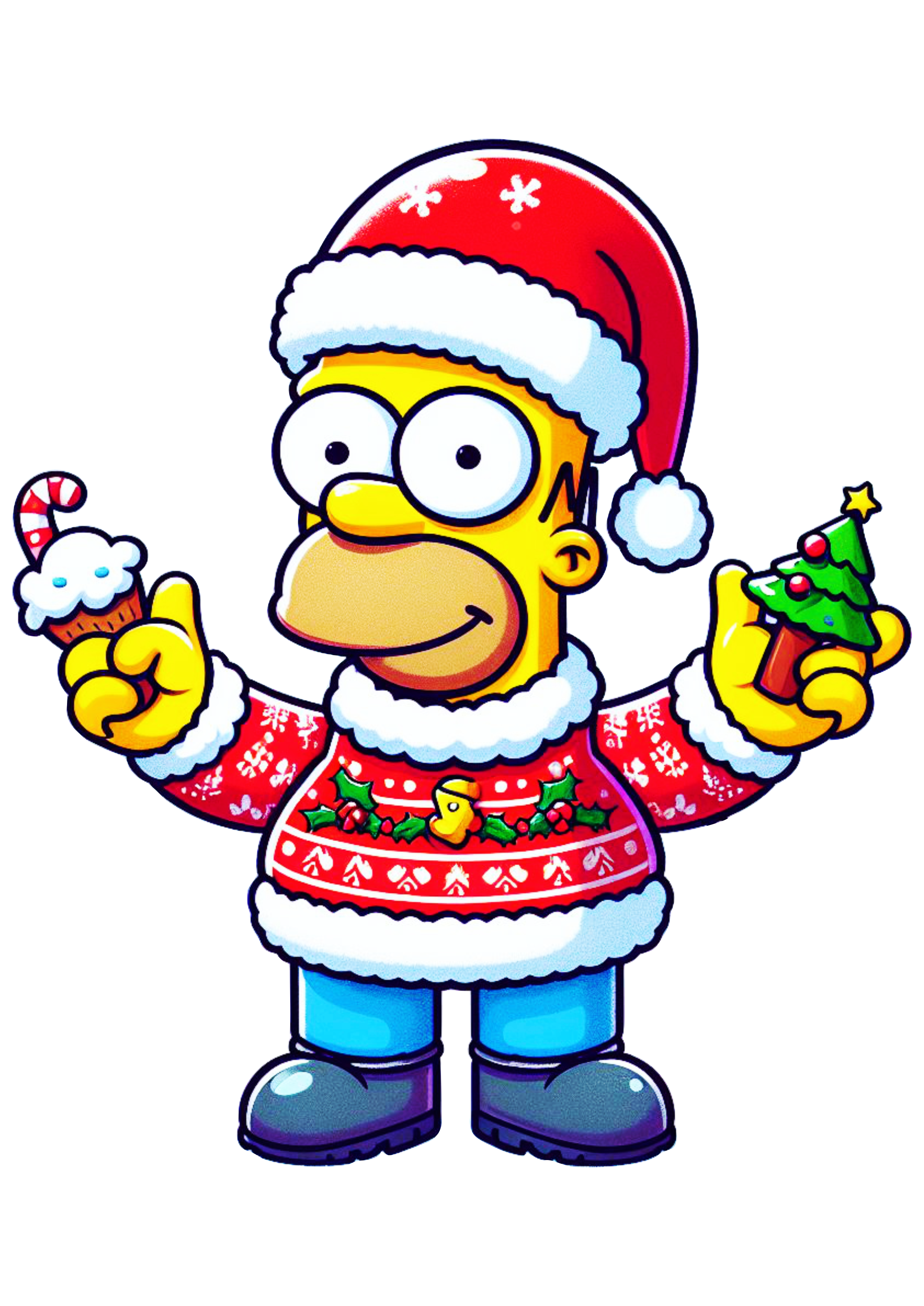 Os simpsons Homer com roupa Papai Noel desenho simples ilustração png