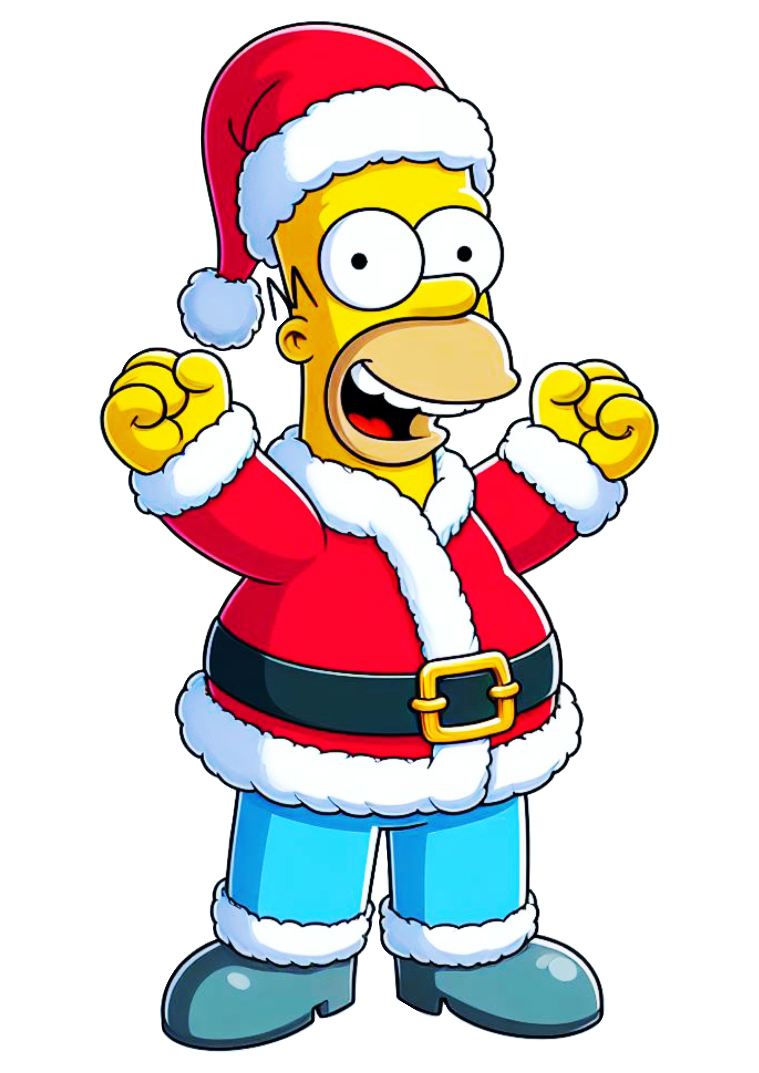Os simpsons Homer feliz com roupa Papai Noel desenho simples ilustração png
