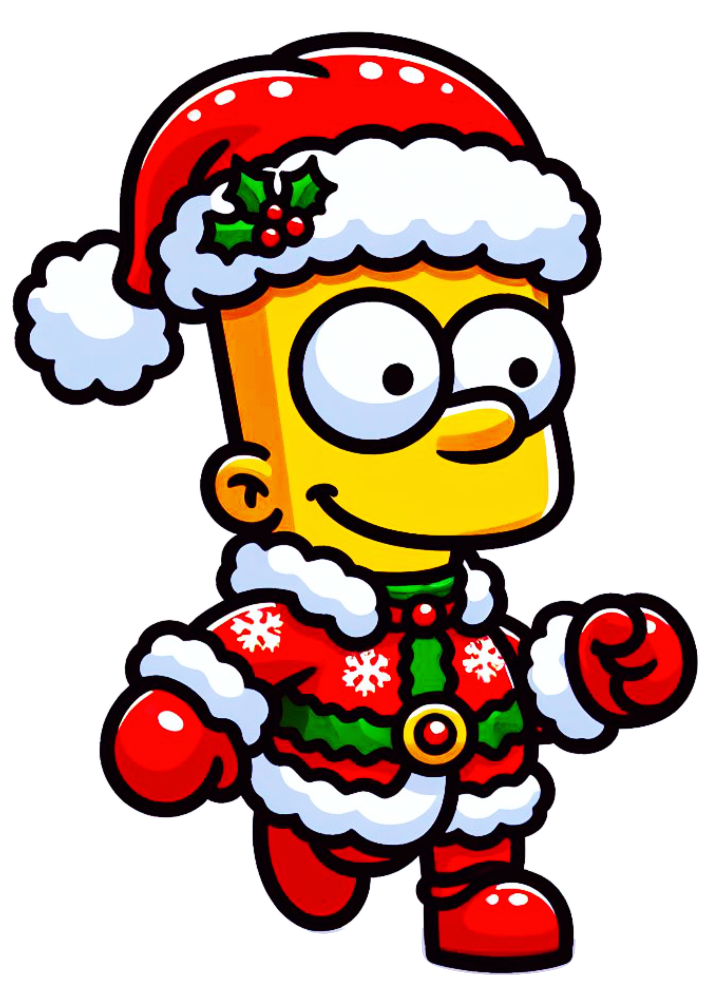 Os simpsons Bart com roupa de natal desenho simples png