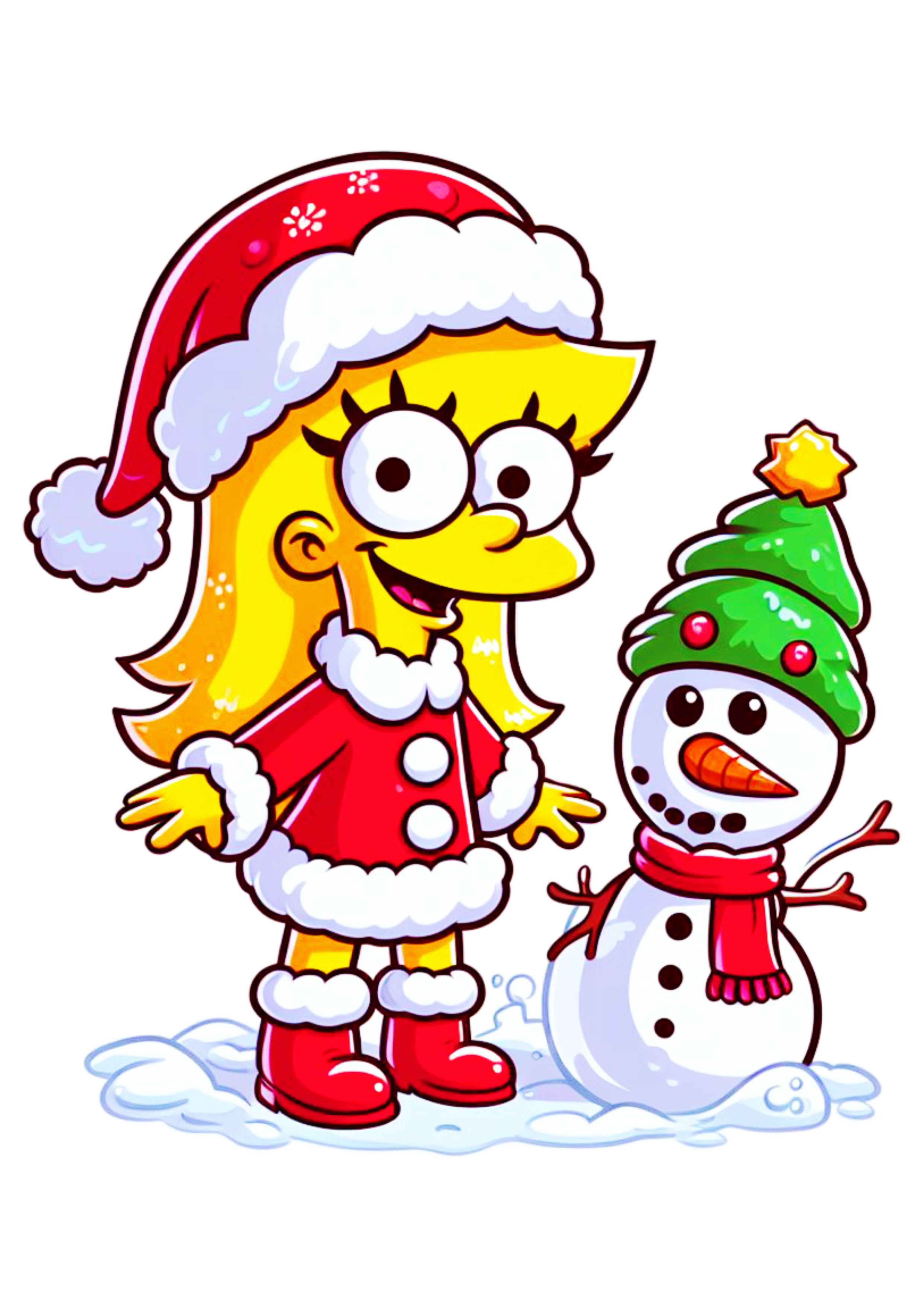 Os simpsons Lisa com gorro do Papai Noel boneco de neve imagens de natal png