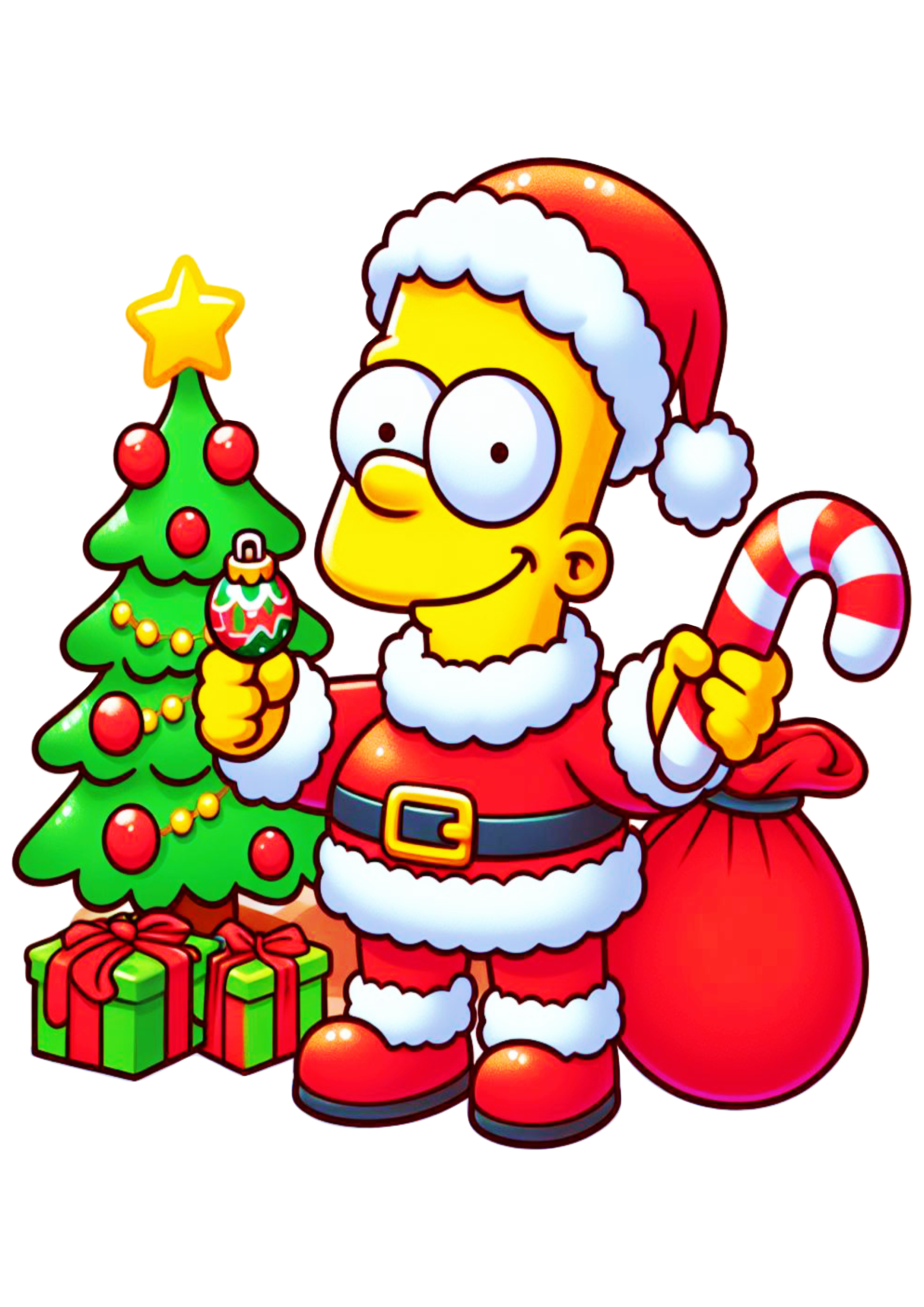 Os simpsons Bart com roupa de natal desenho simples árvore de natal png