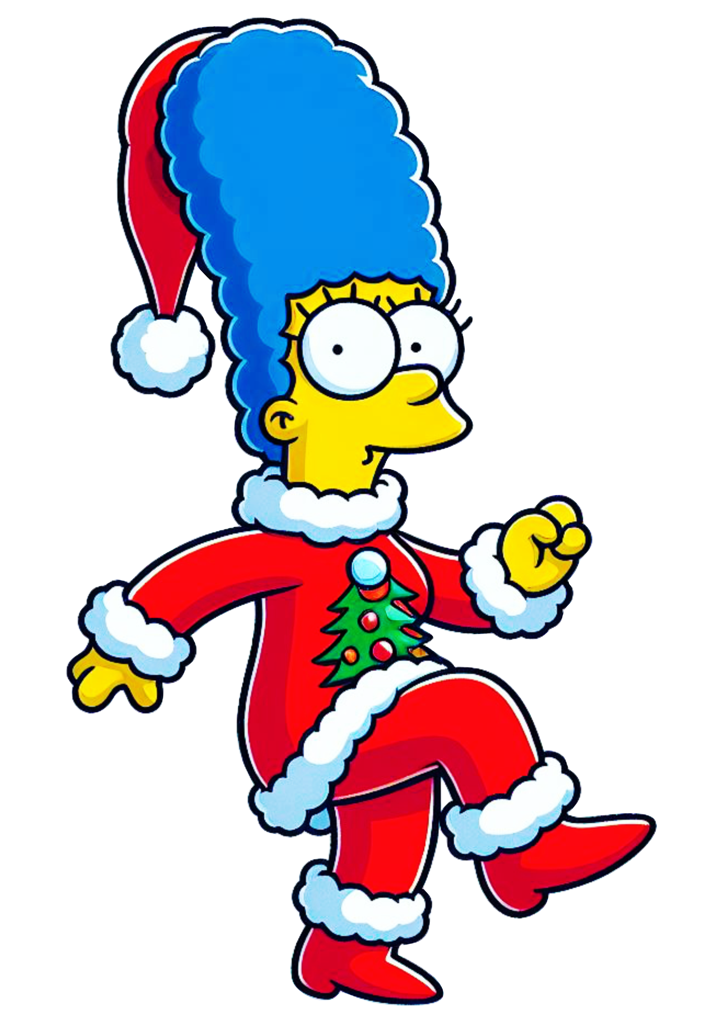 Os simpsons Marge com gorro do Papai Noel decoração de natal ilustração fundo transparente árvore de natal e presentes png
