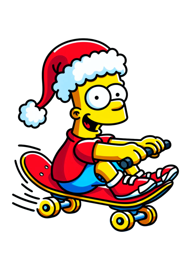 Os Simpsons Bart Andando De Skate Com Gorro Do Papai Noel Fundo Transparente Desenho Ilustra O Png