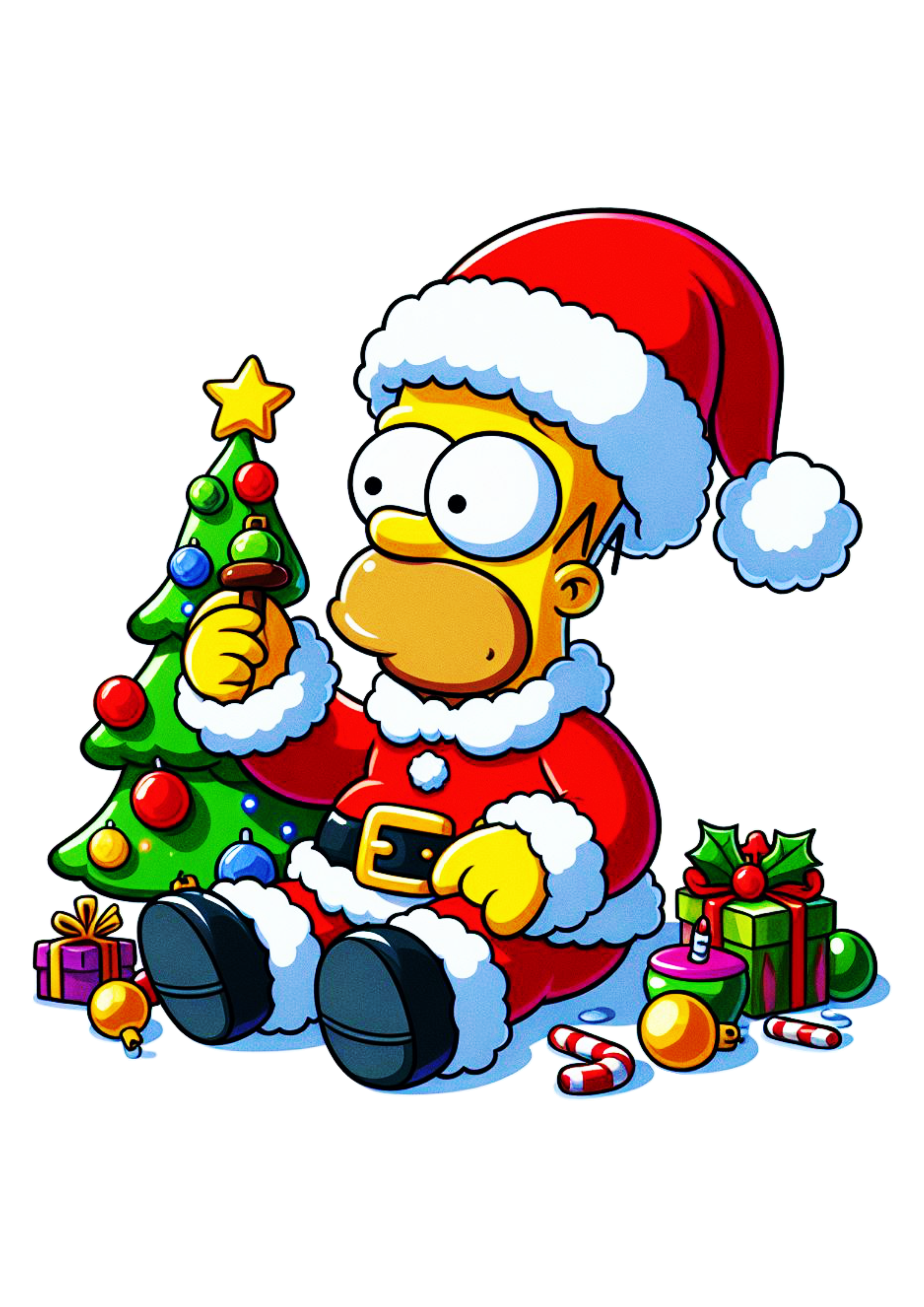Os simpsons Homer com roupa Papai Noel png