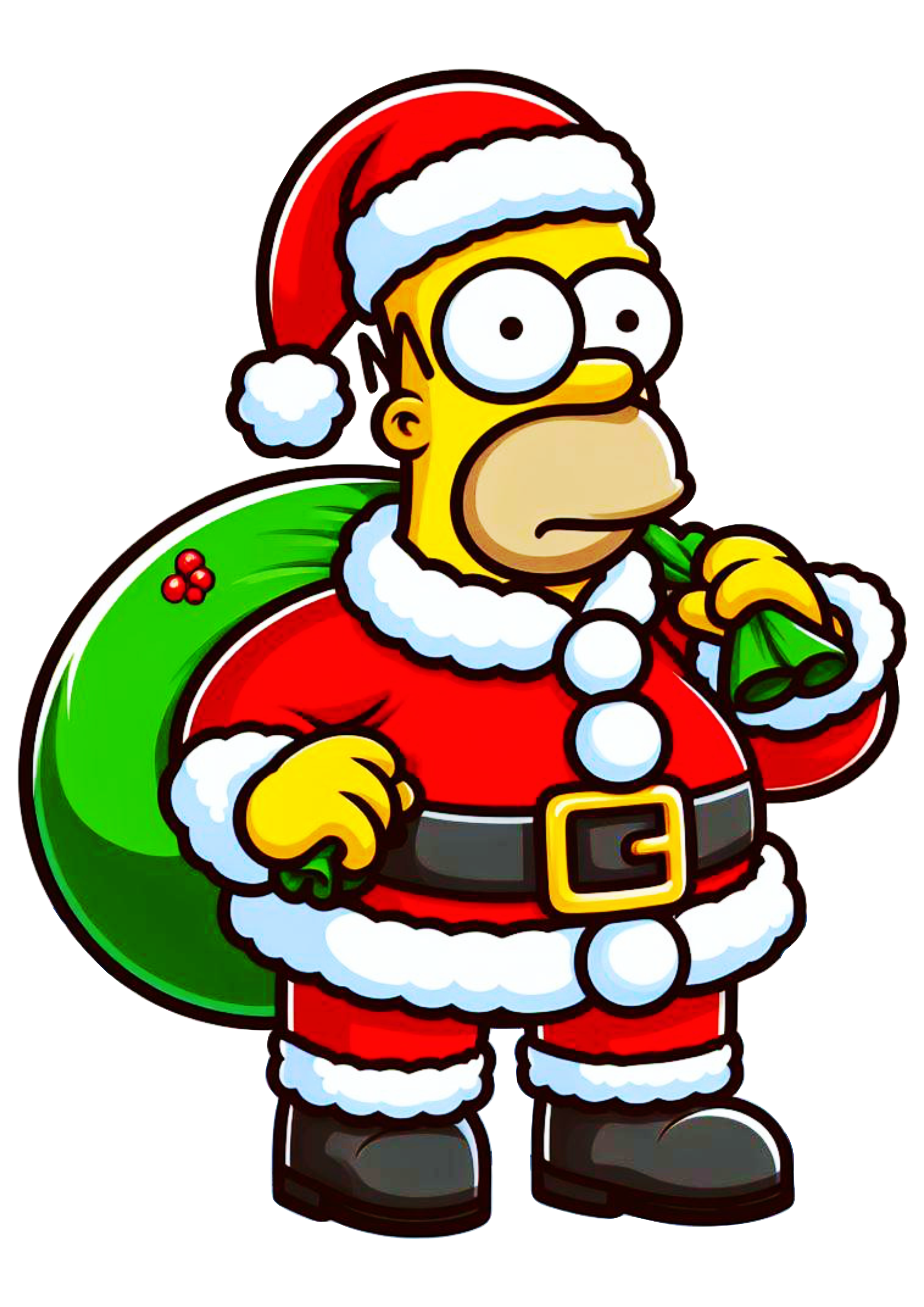 Os simpsons Homer com roupa Papai Noel com saco de presentes png