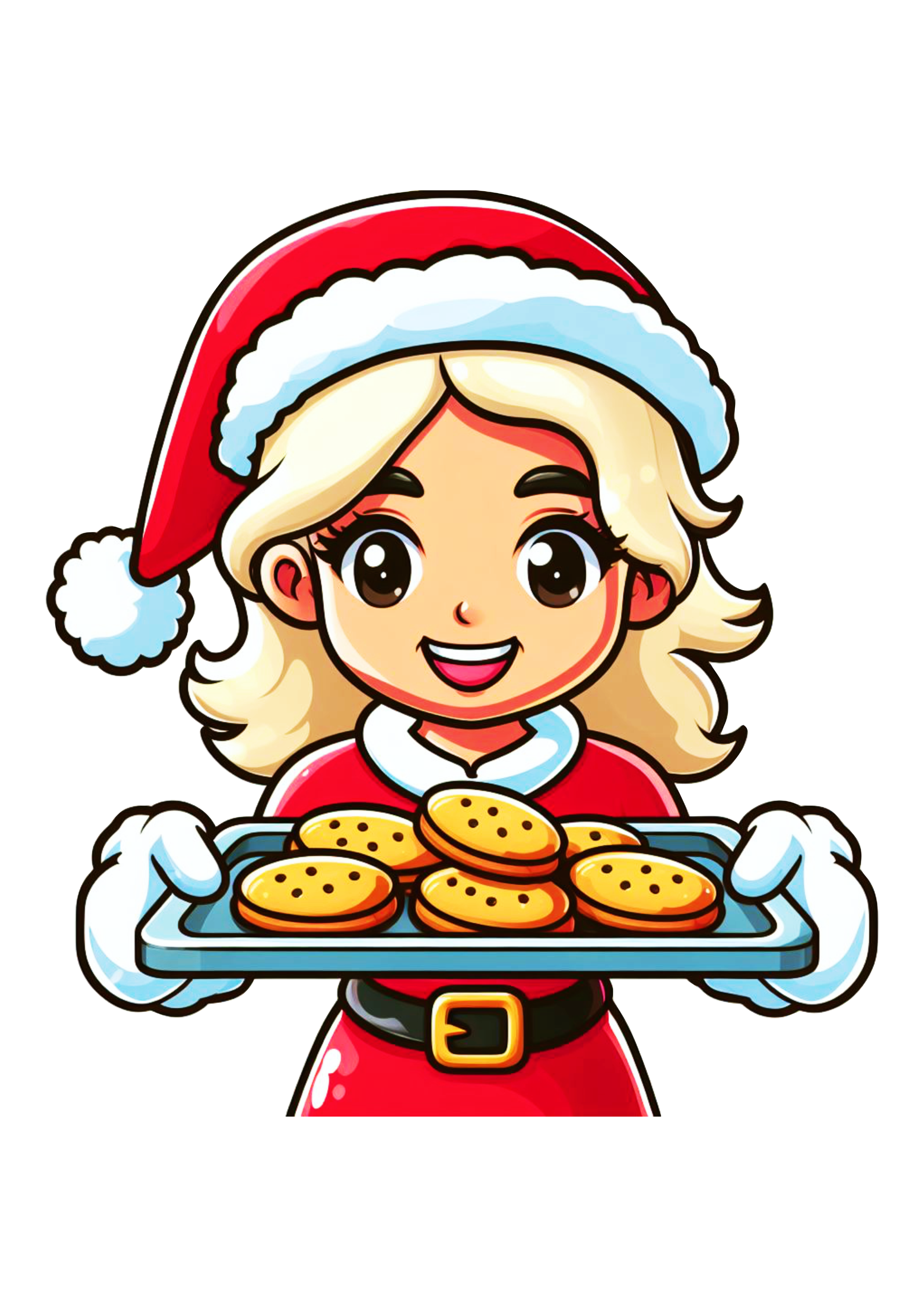 Mamãe Noel fantasia mulher loira com biscoitos png