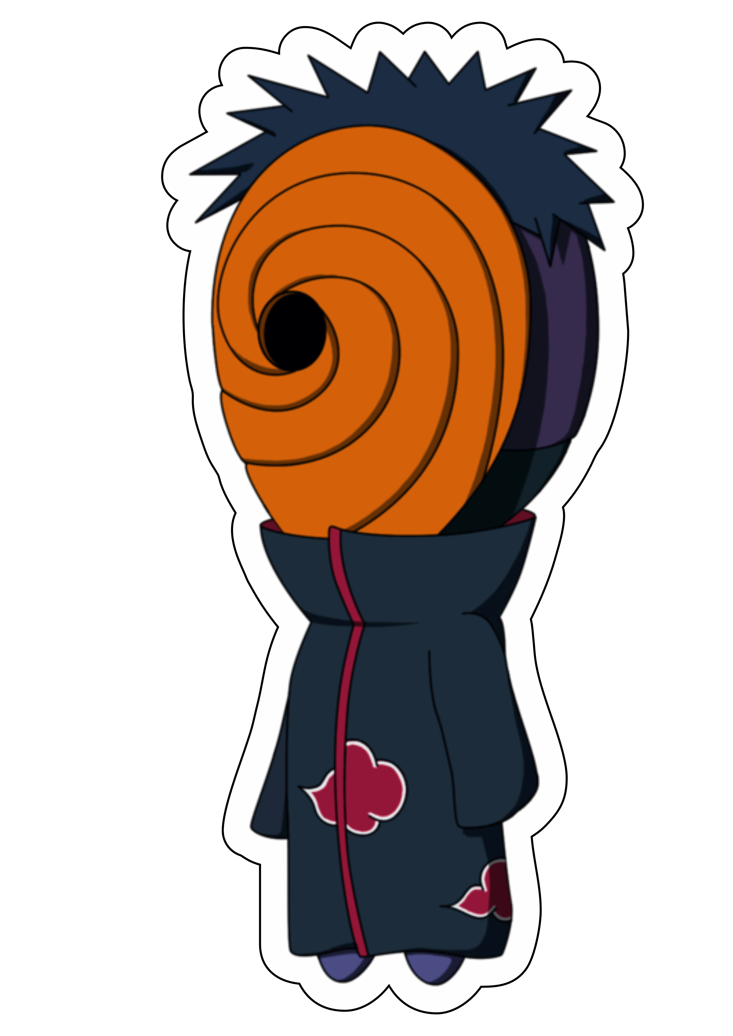 Naruto Shippuden chibi Obito Akatsuki desenho simples com contorno png