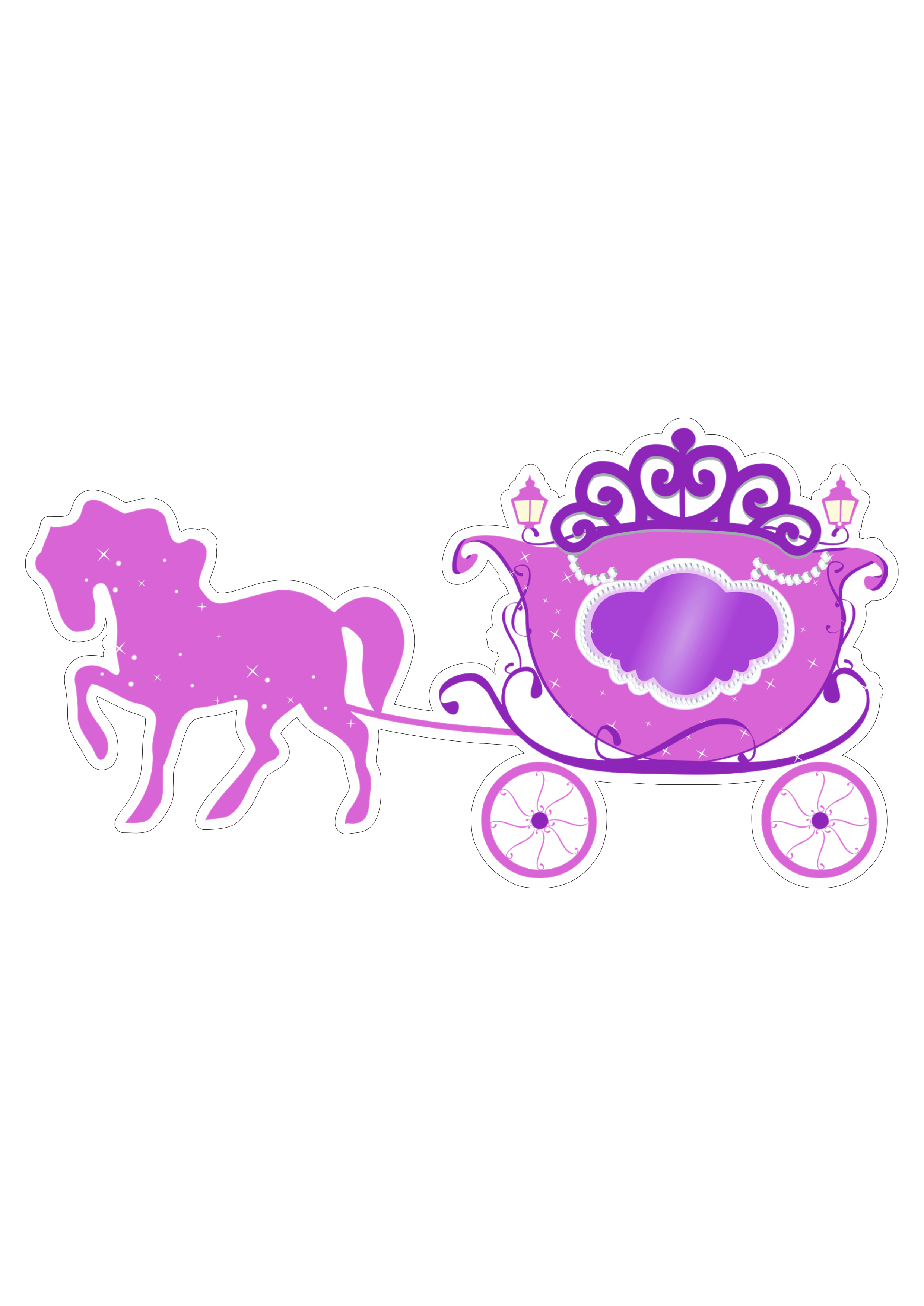 Princesinha Sofia imagem decoração carruagem com cavalo roxo png