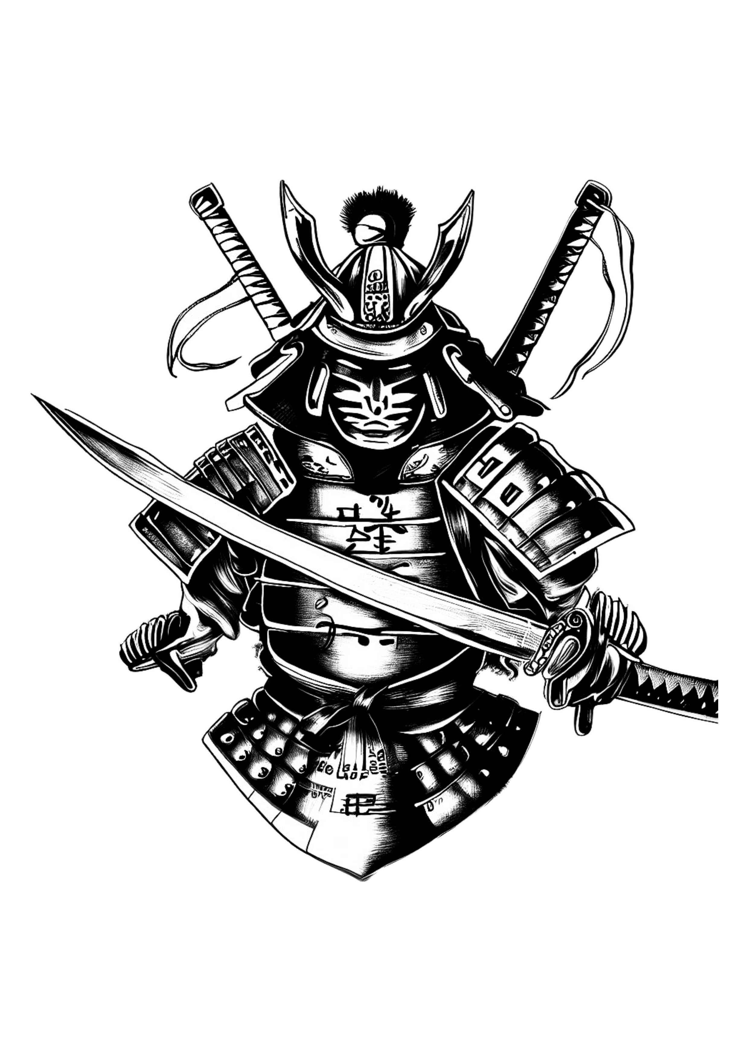 Tatuagem desenho de um samurai com espada png