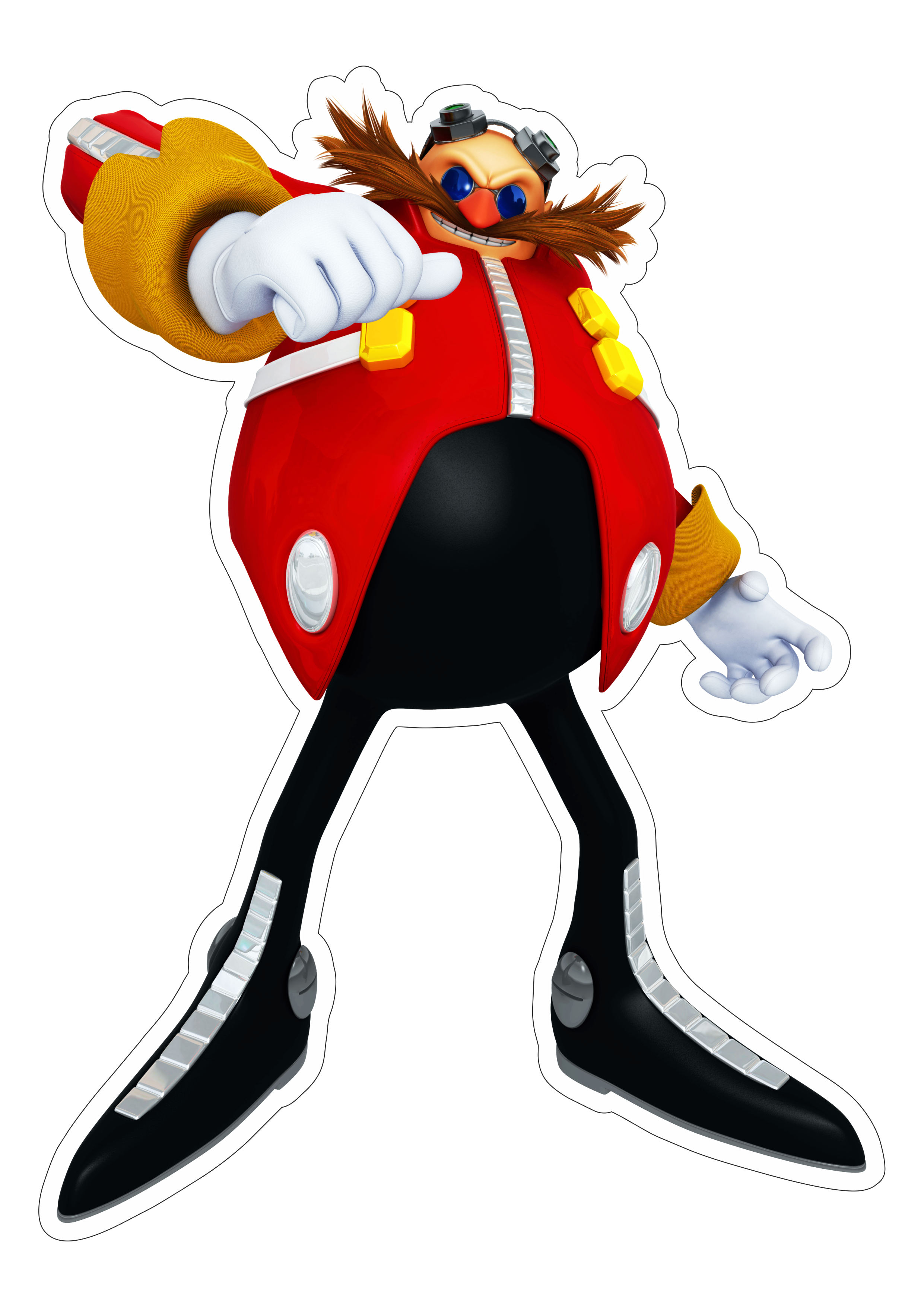 Sonic the hedgehog personagem de game doutor eggman fundo transparente com contorno png