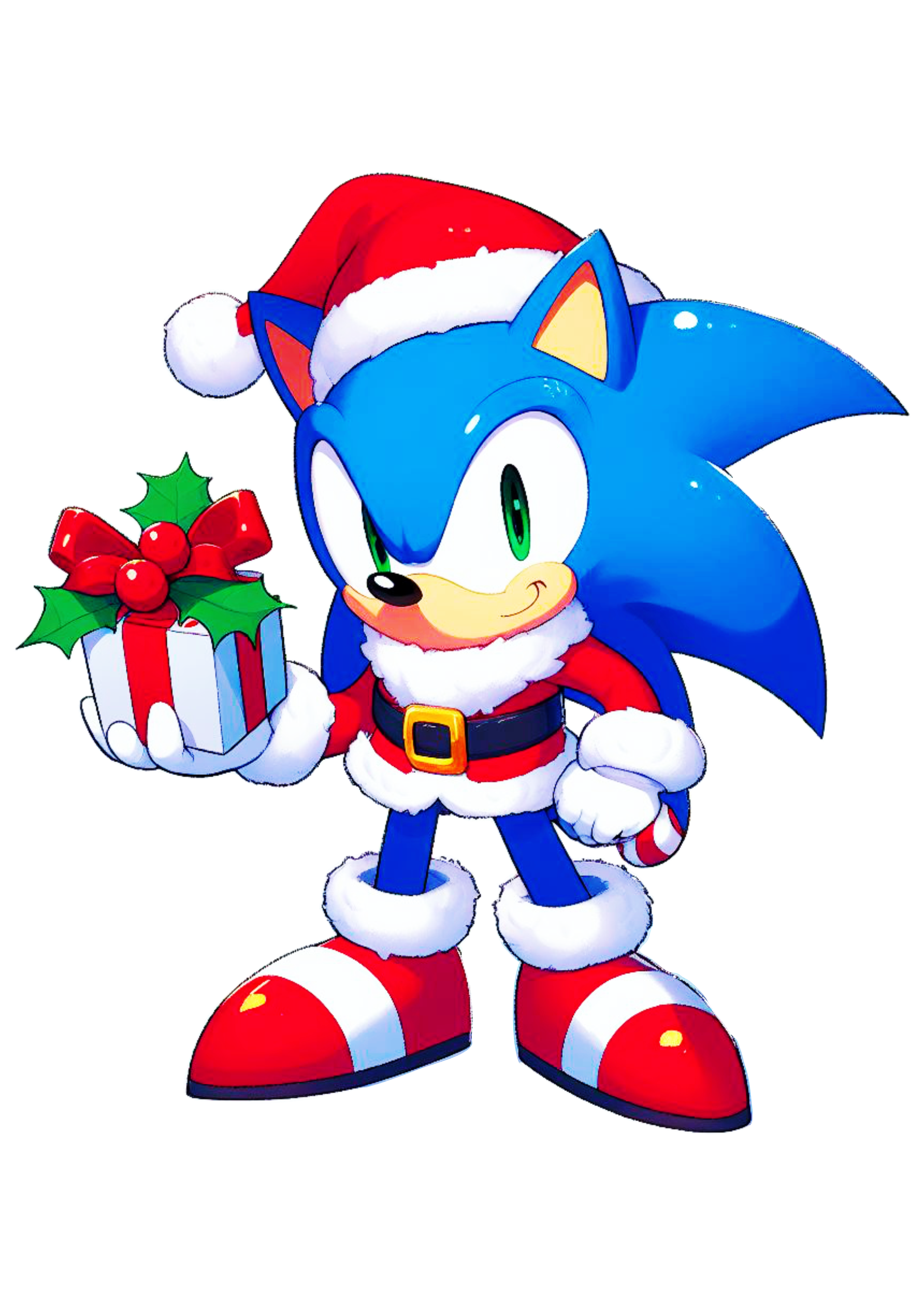Imagens de natal Sonic the hedgehog com gorro do Papai Noel desenho png
