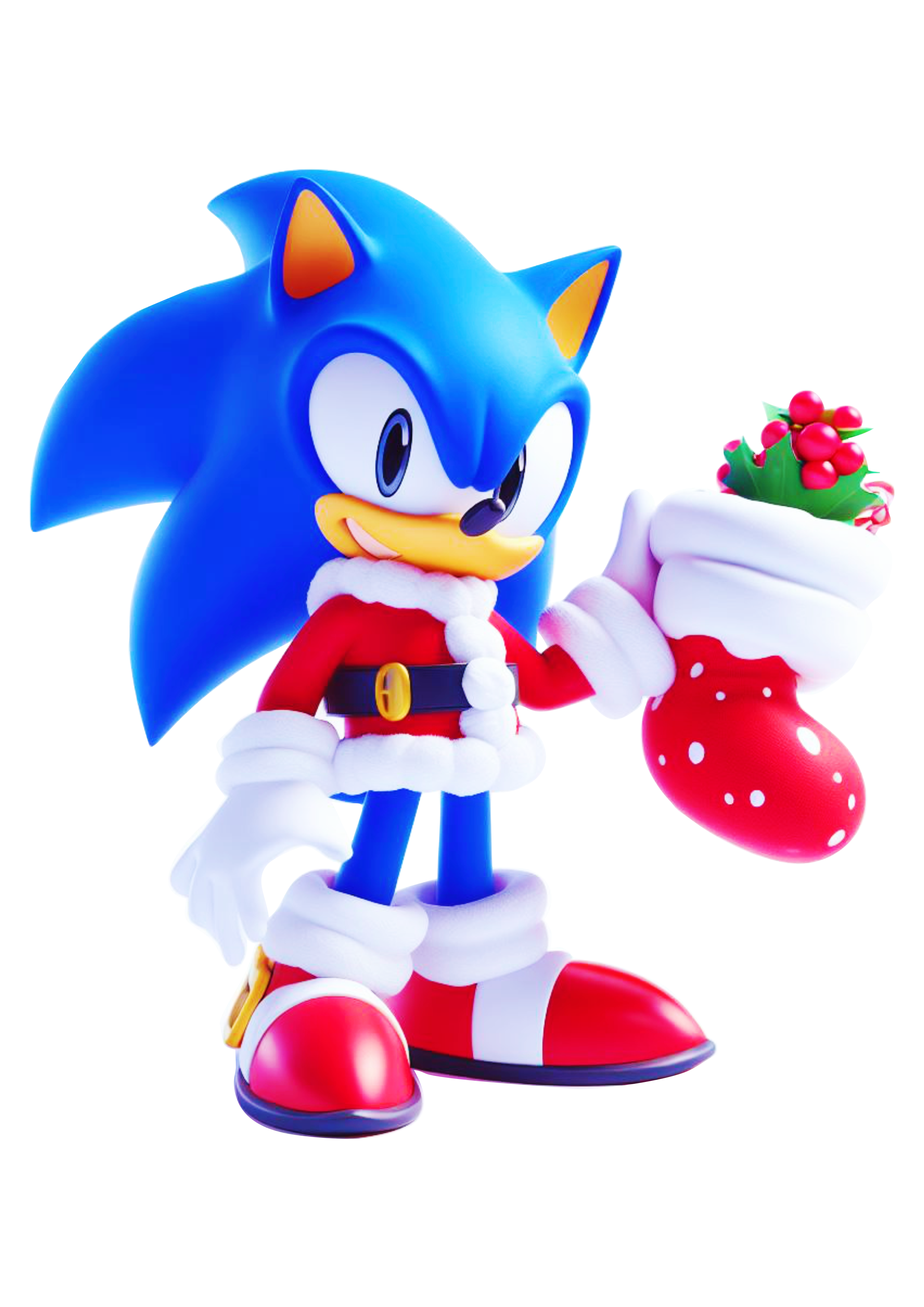 Imagens de natal Sonic the hedgehog com gorro do Papai Noel desenho infantil png