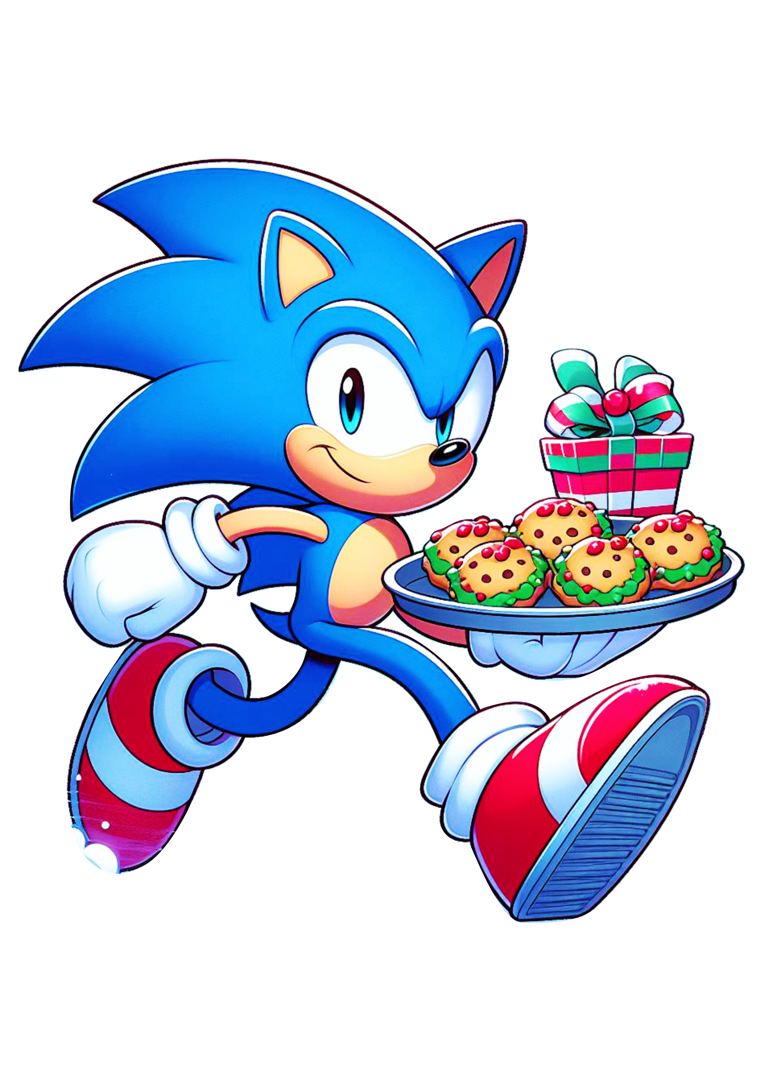 Imagens de natal Sonic the hedgehog com bandeja de biscoitos desenho infantil png