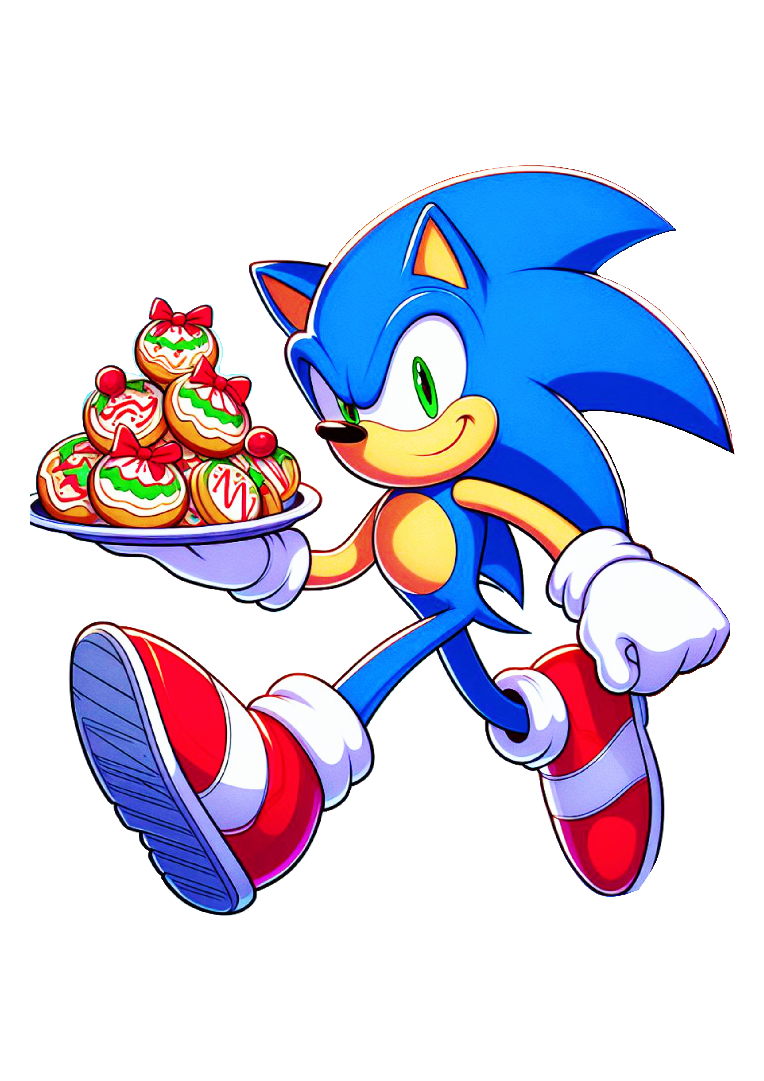 Imagens de natal Sonic the hedgehog com bandeja de biscoitos desenho infantil personagem de game png