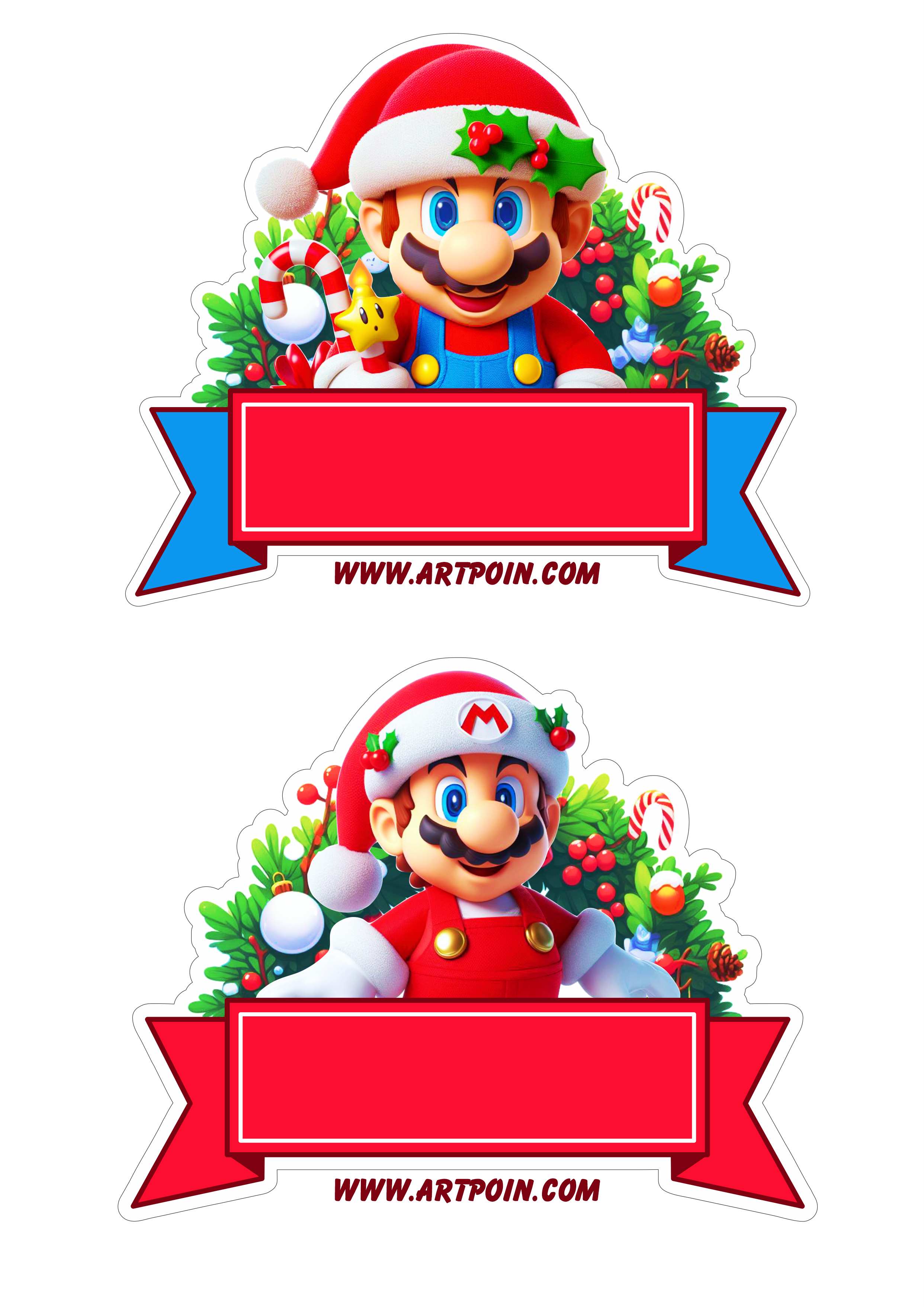 Natal do Mario Bros topo de bolo para festinha infantil png