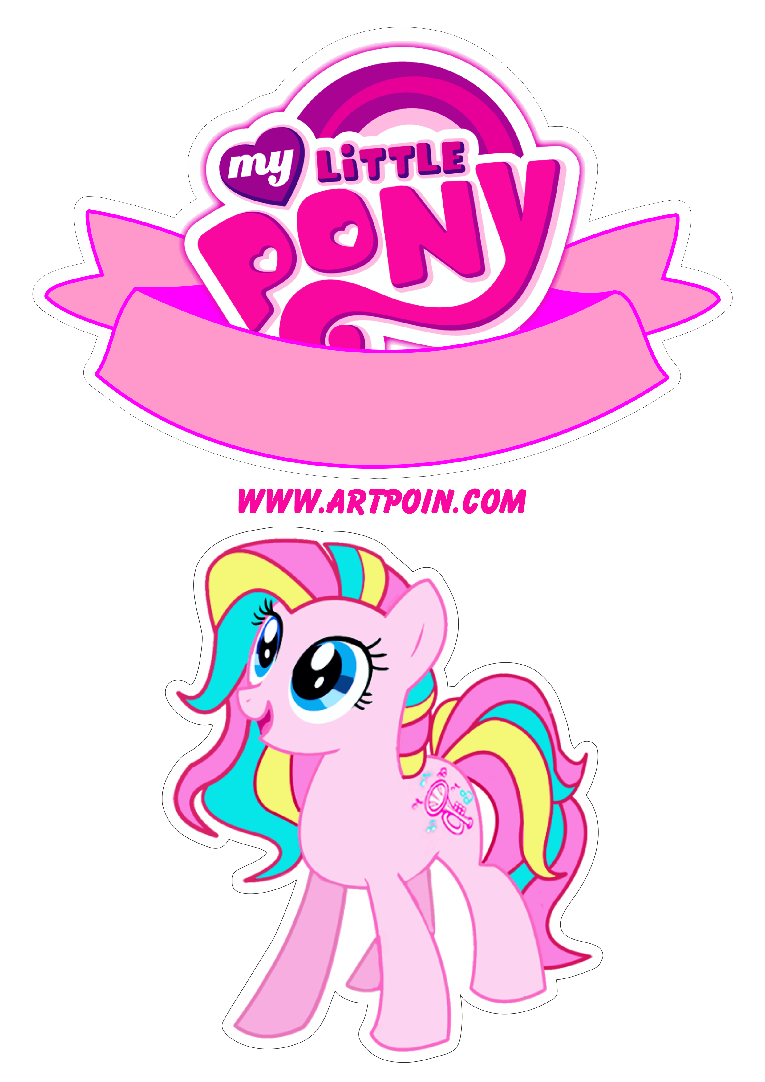 My little pony topo de bolo para imprimir decoração de aniversário rosa png