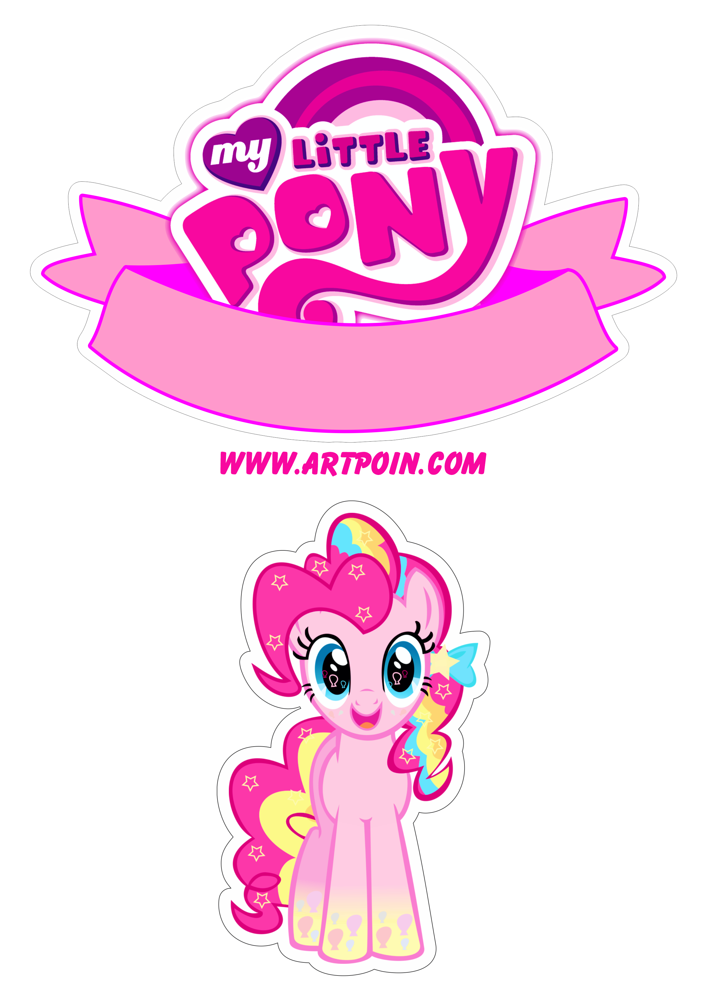 My little pony topo de bolo para imprimir decoração de aniversário rosa desenho infantil parabéns menina png