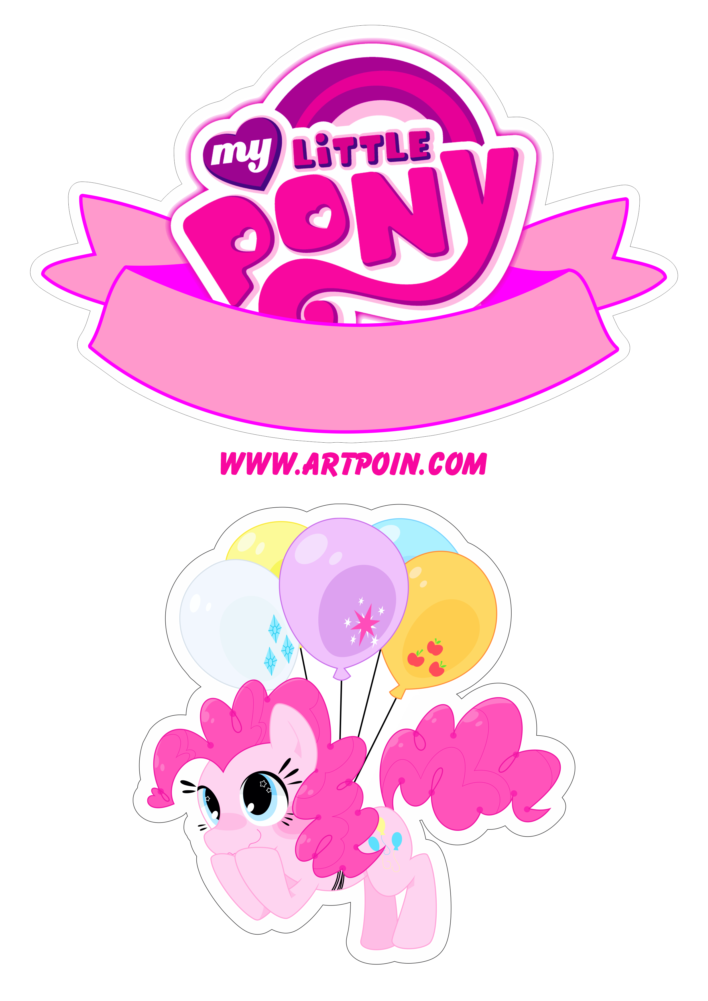 My little pony topo de bolo para imprimir decoração de aniversário rosa desenho infantil papelaria criativa png
