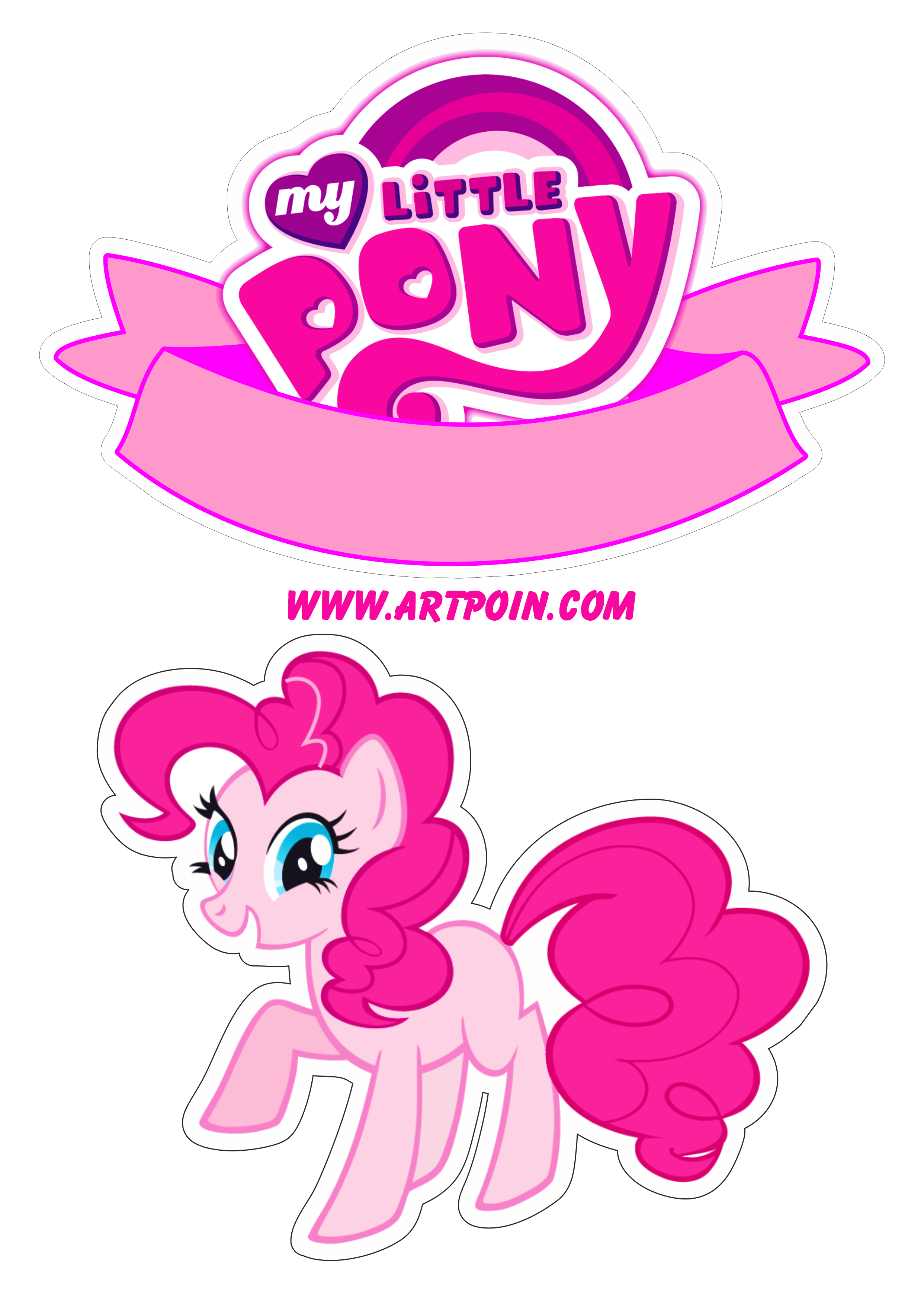 My little pony topo de bolo para imprimir decoração de aniversário rosa desenho infantil festa personalizada png