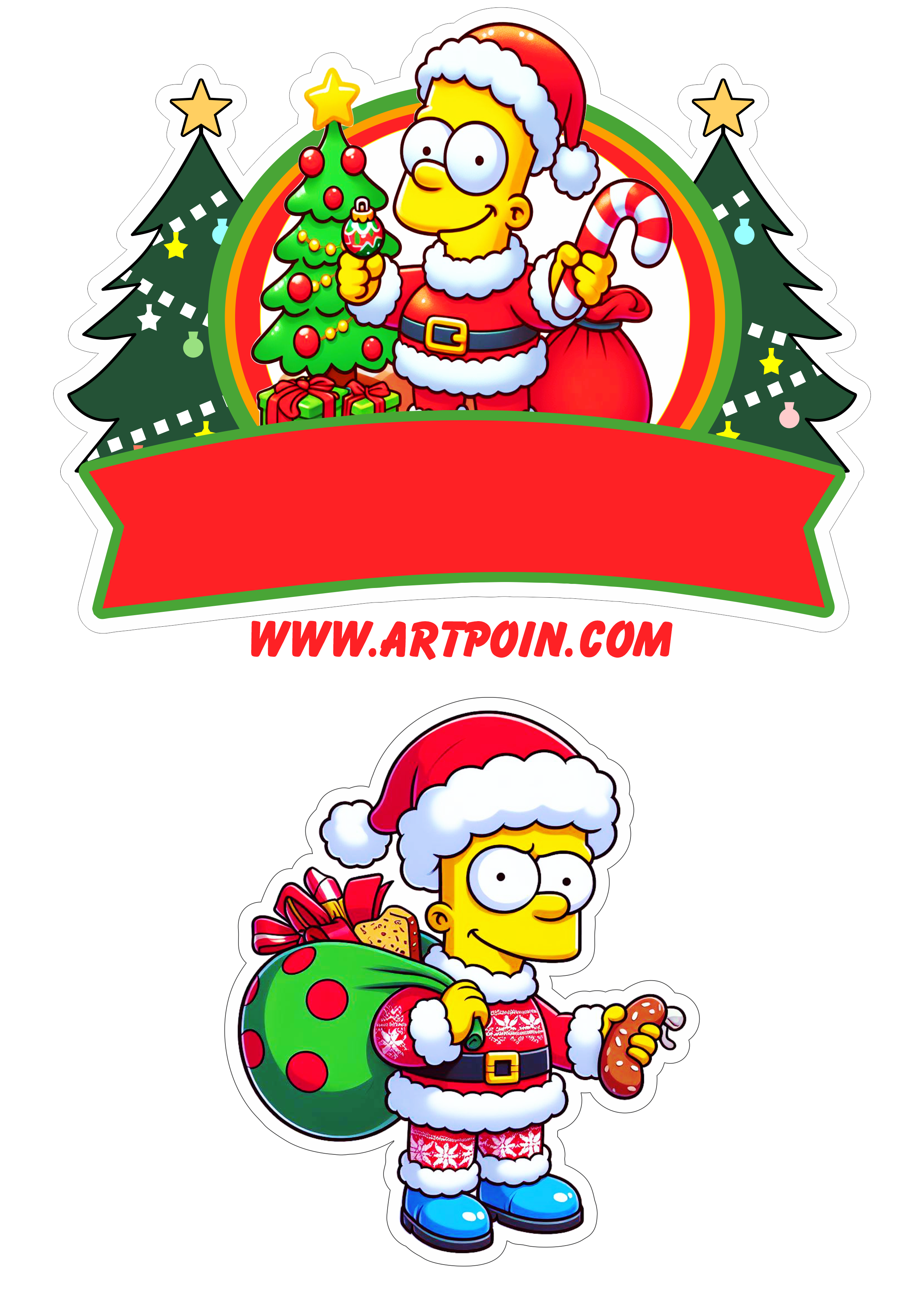Os Simpsons Natal topo de bolo para imprimir png