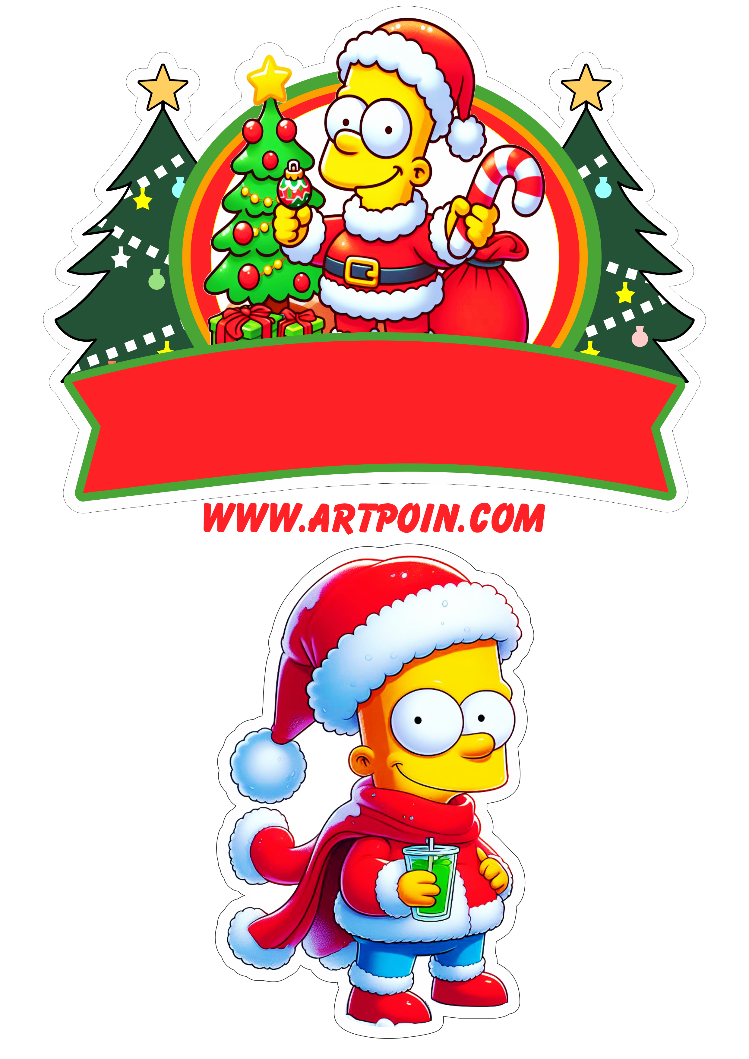 Os Simpsons Natal topo de bolo para imprimir fazendo a nossa festa png