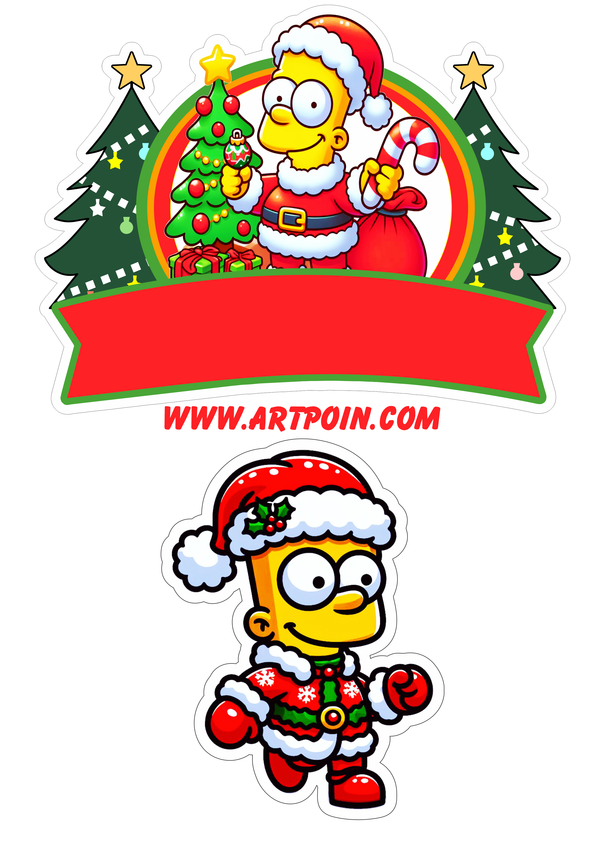 Os Simpsons Natal topo de bolo para imprimir festa pronta png