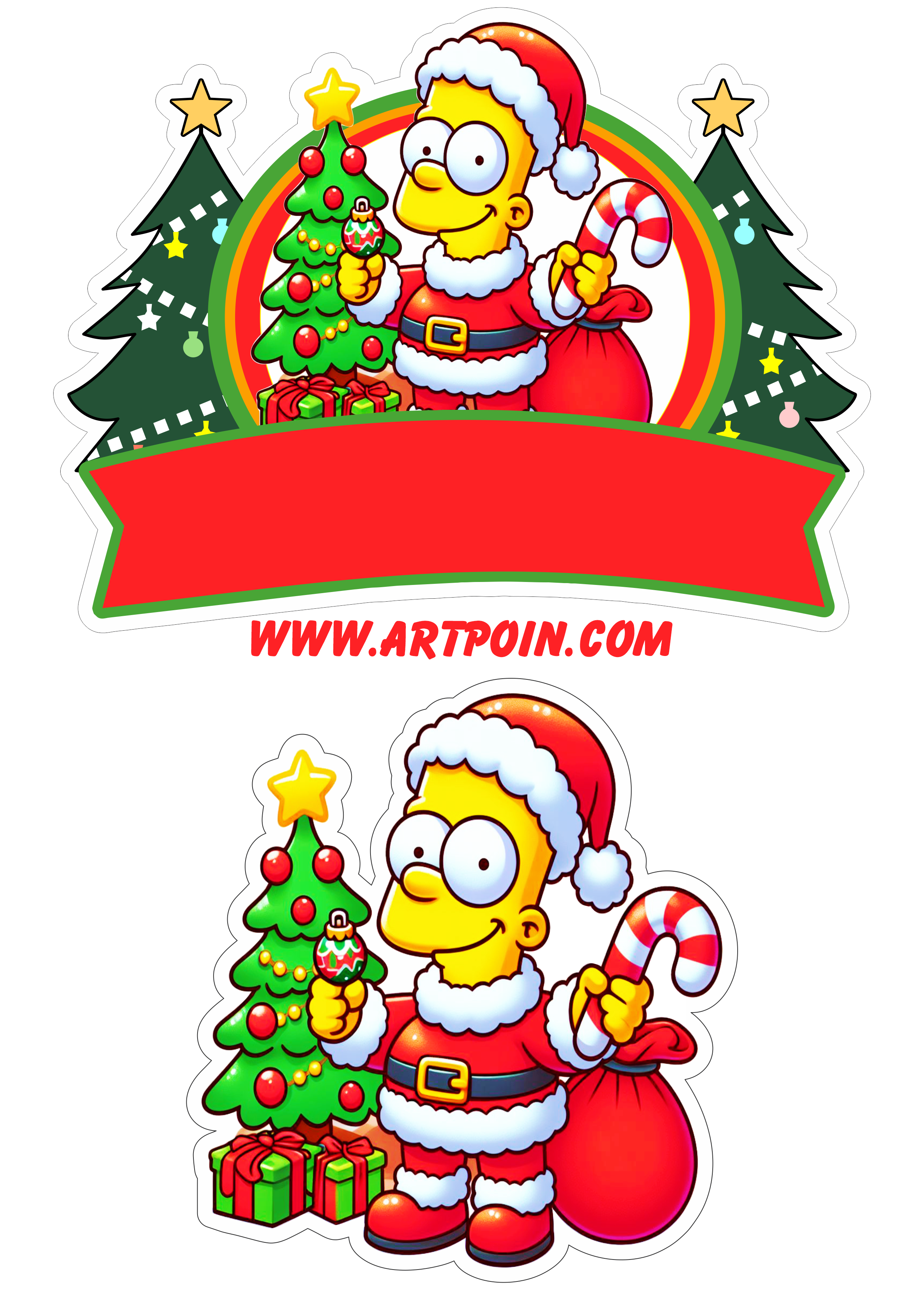Os Simpsons Natal topo de bolo para imprimir festa pronta renda extra com personalizados png