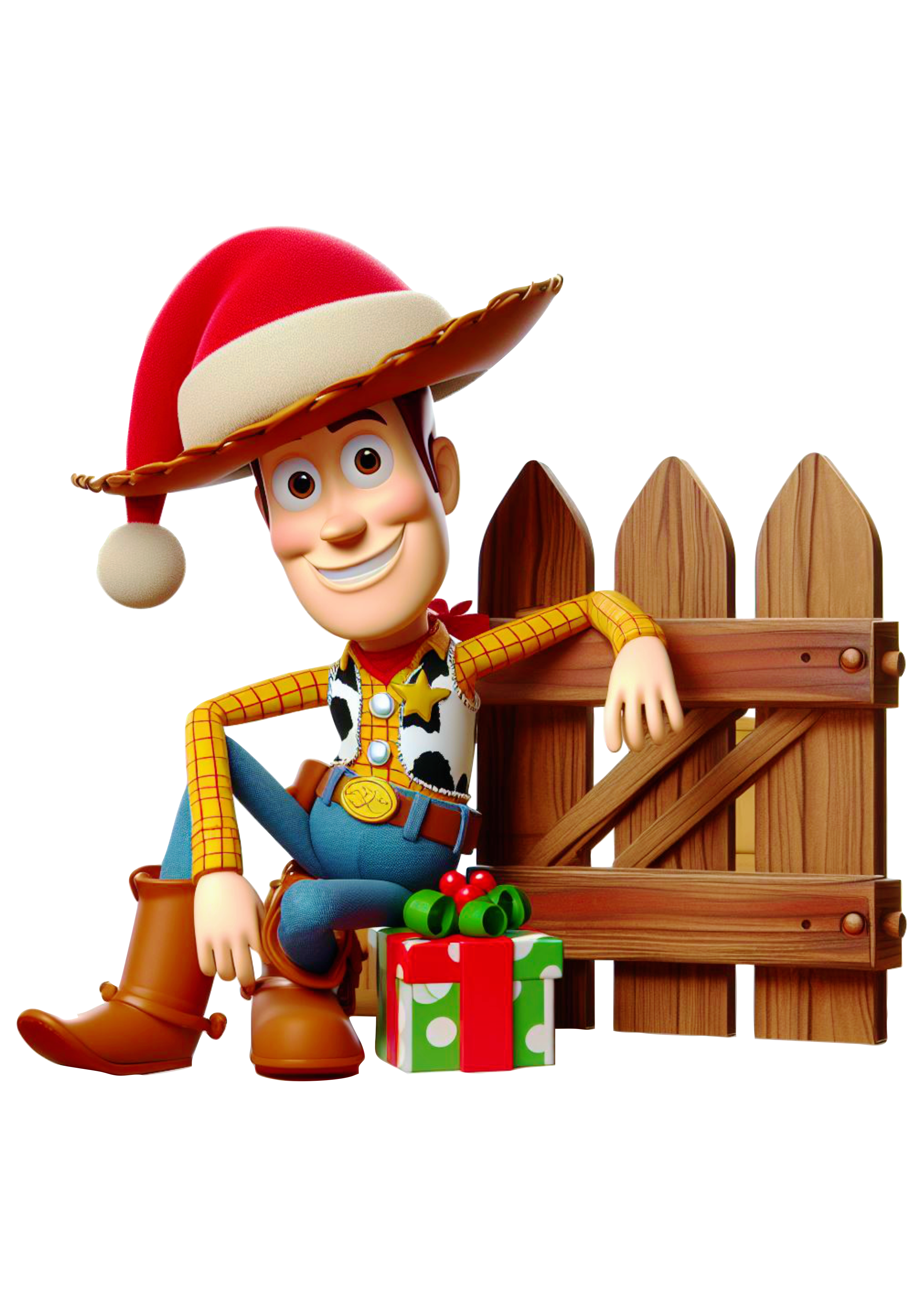 Toy Story Woody cowboy com gorro do papai noel decoração de de natal cercado png