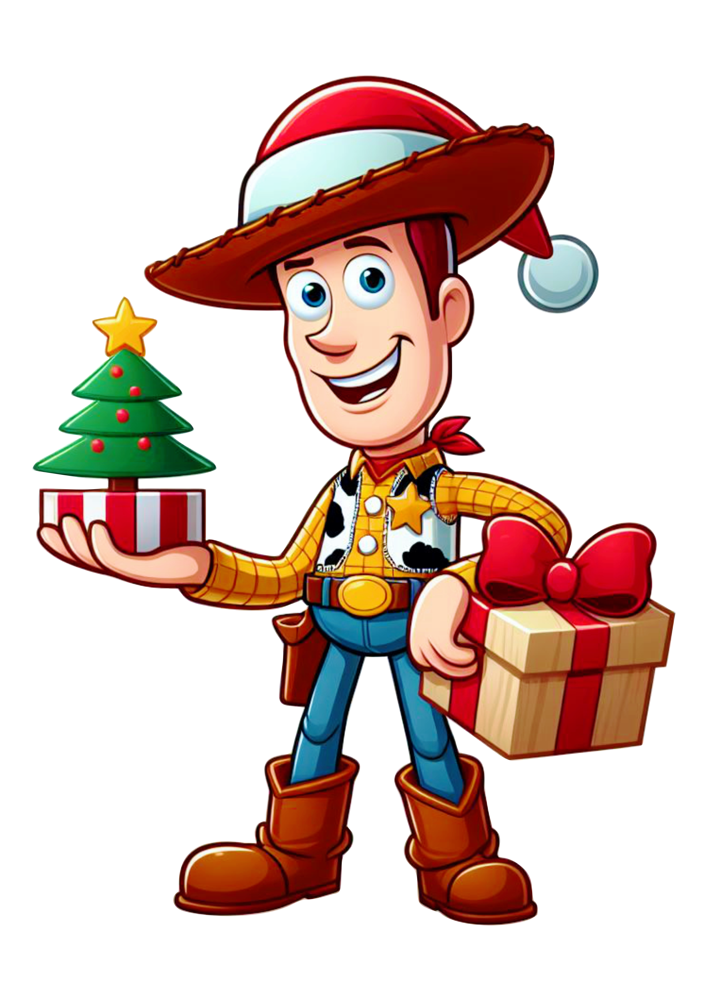 Toy Story Woody cowboy com gorro do papai noel decoração de de natal cercado cartoon disney png