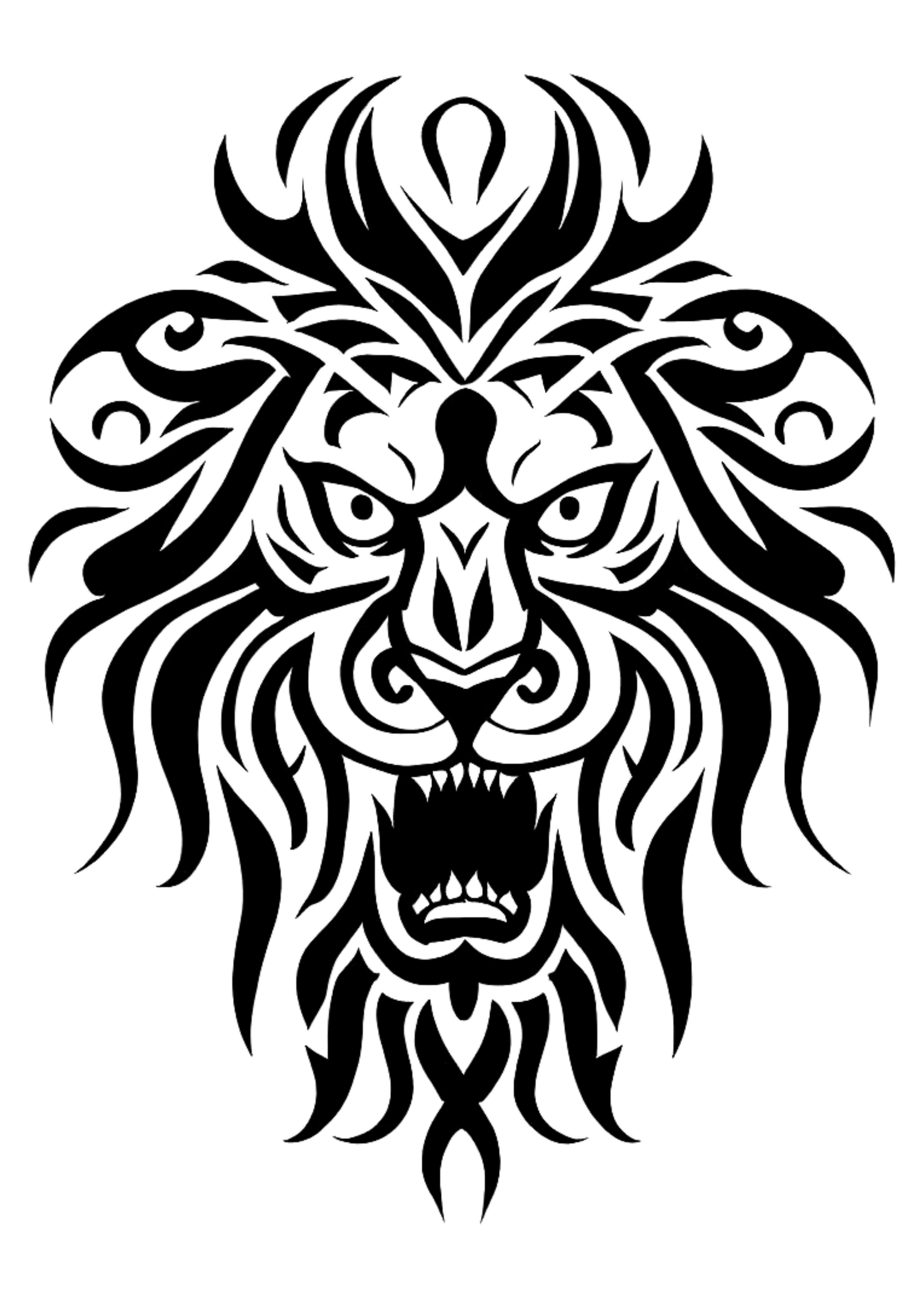 Ilustração De Tatuagem riscos leão tribal fundo transparente png