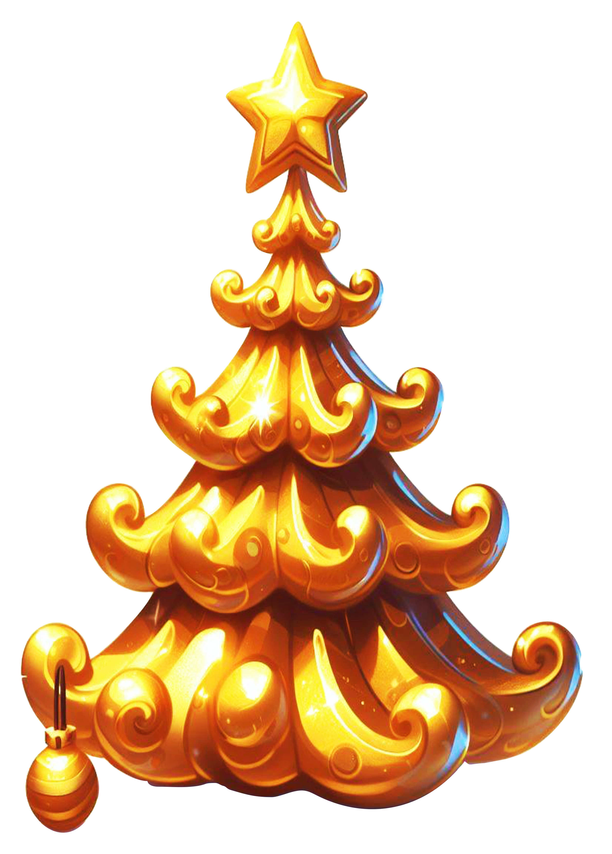 Árvore de natal dourada brilhante ilustração png